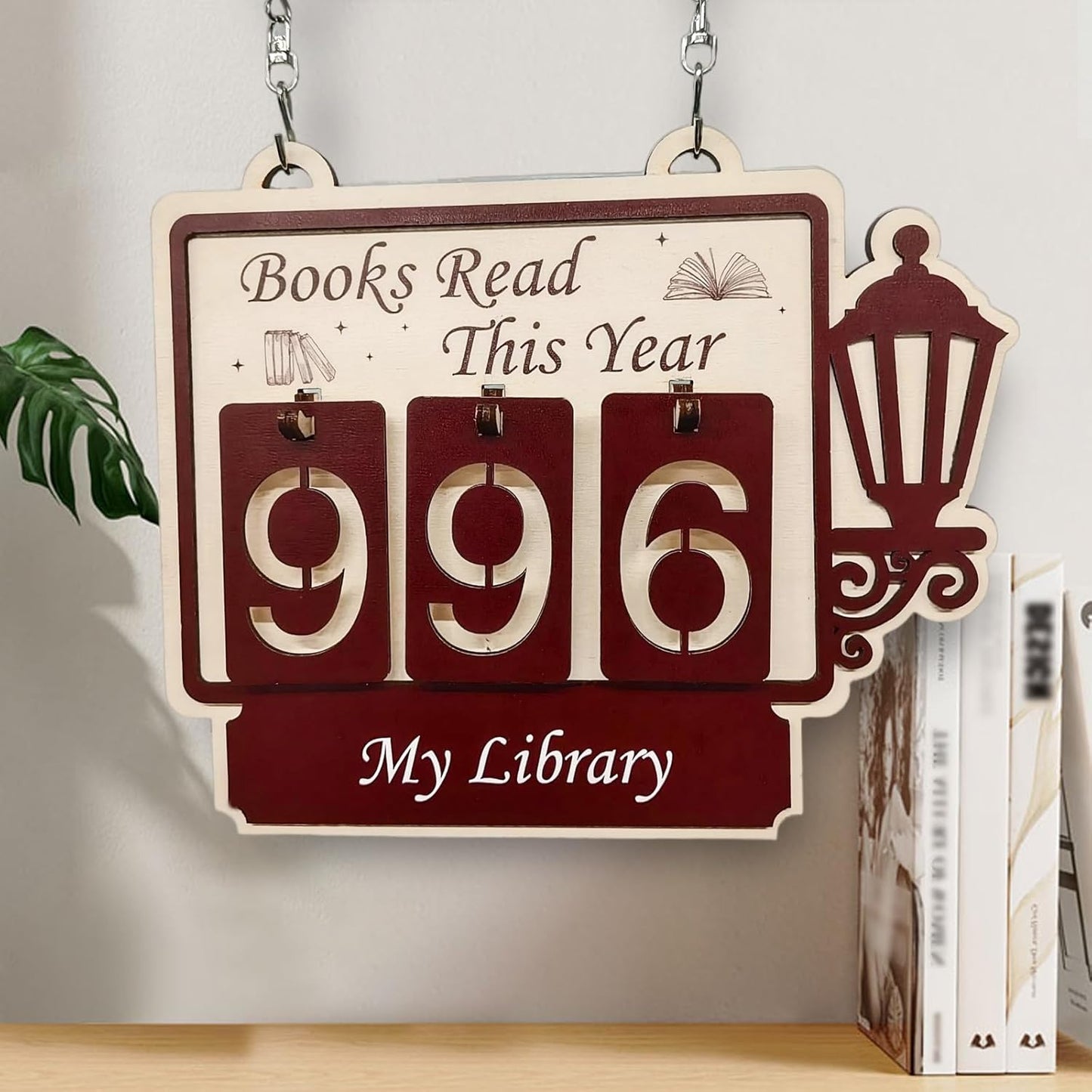 Books Read This Year Counter,Custom Books Read Tracker,Hanging Bookshelf Sign for Reading Challenge,Bookish Decor for Home or Library,Bookish Gifts for Book Lovers