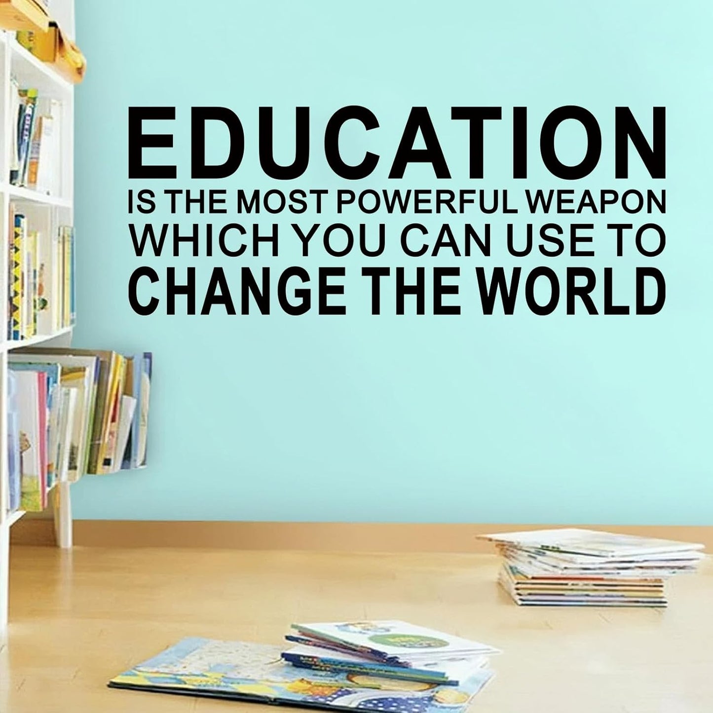 Motivational Quotes Wall Stickers for Classroom: Inspirational Vinyl Art Wall Decals for Library School - Education Change The World 23" X 9"