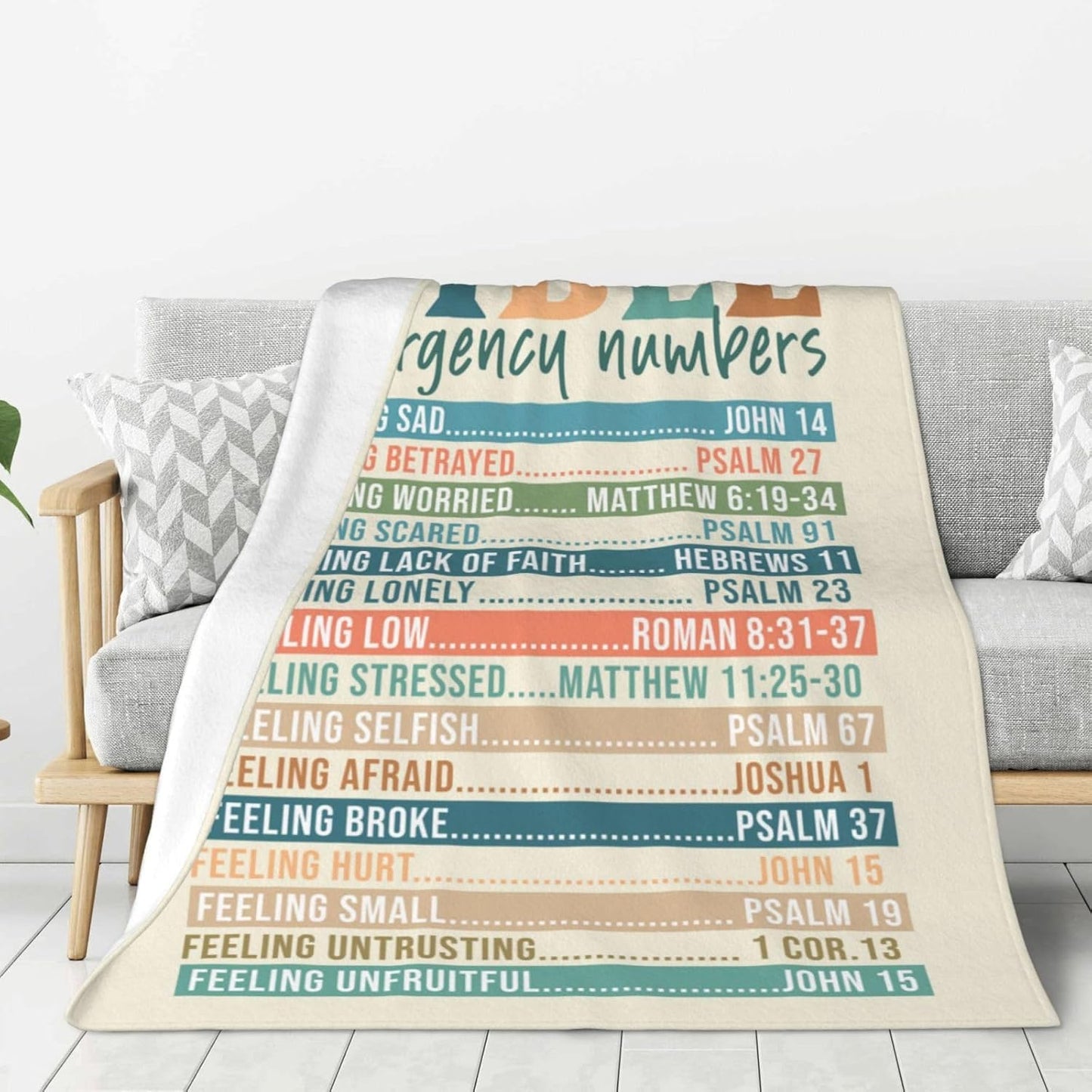 Jakayla Bible Emergency Numbers Christian Blanket Christian Gifts for Women Scripture Comfort for Every Emotion Inspirational Gifts 50" x 60"