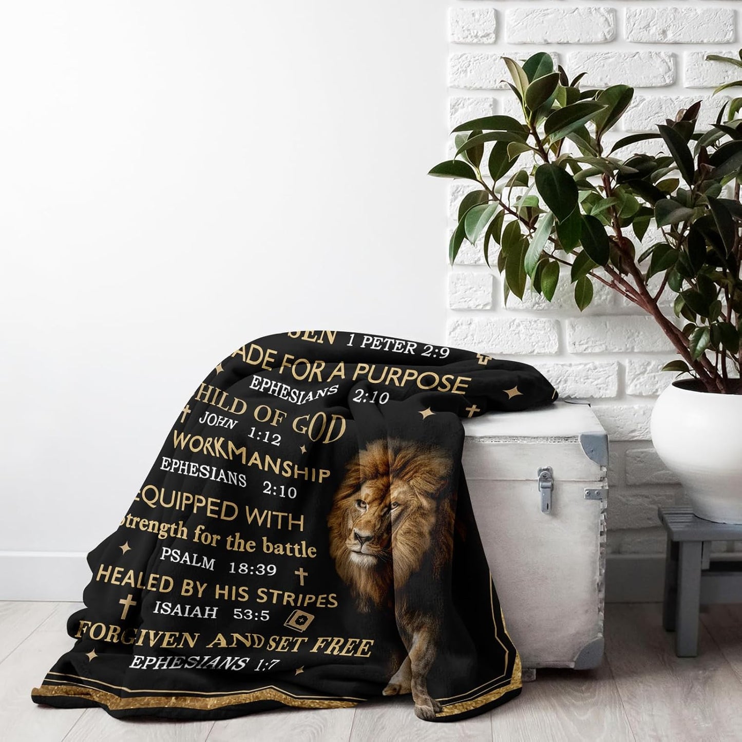 Christian Gifts for Men, Christian Blanket 60"X50", Catholic Gifts, Religious Gifts for Men, Man of God Gift, Baptism Gift, Bible Inspirational Spiritual Gifts for Dad Son Husband
