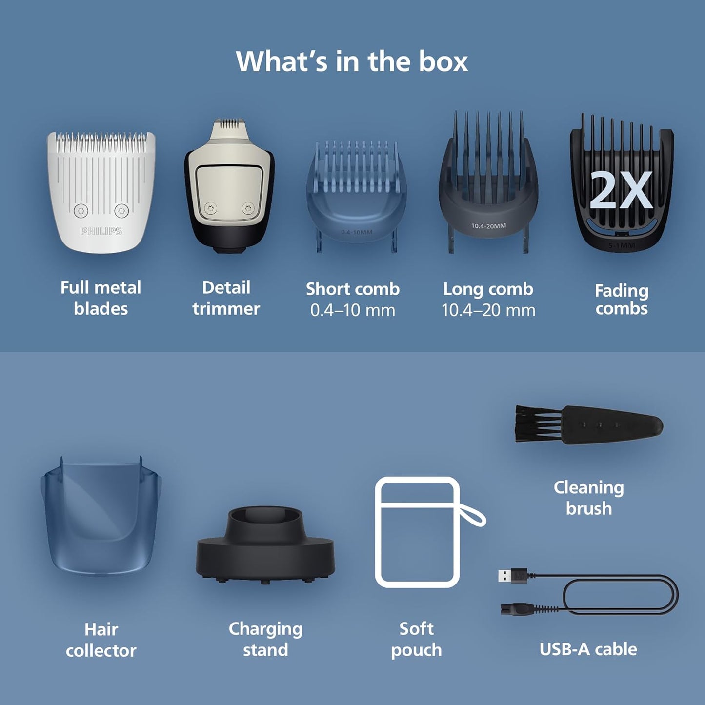 Norelco Philips Beard Trimmer 5000 Series, Men's Face Trimmer, 100% Waterproof BeardSense Tech, Precision Trimmer with Fading Combs, Self-Sharpening Blades, Hair Collector & Charging Stand, BT5785/40