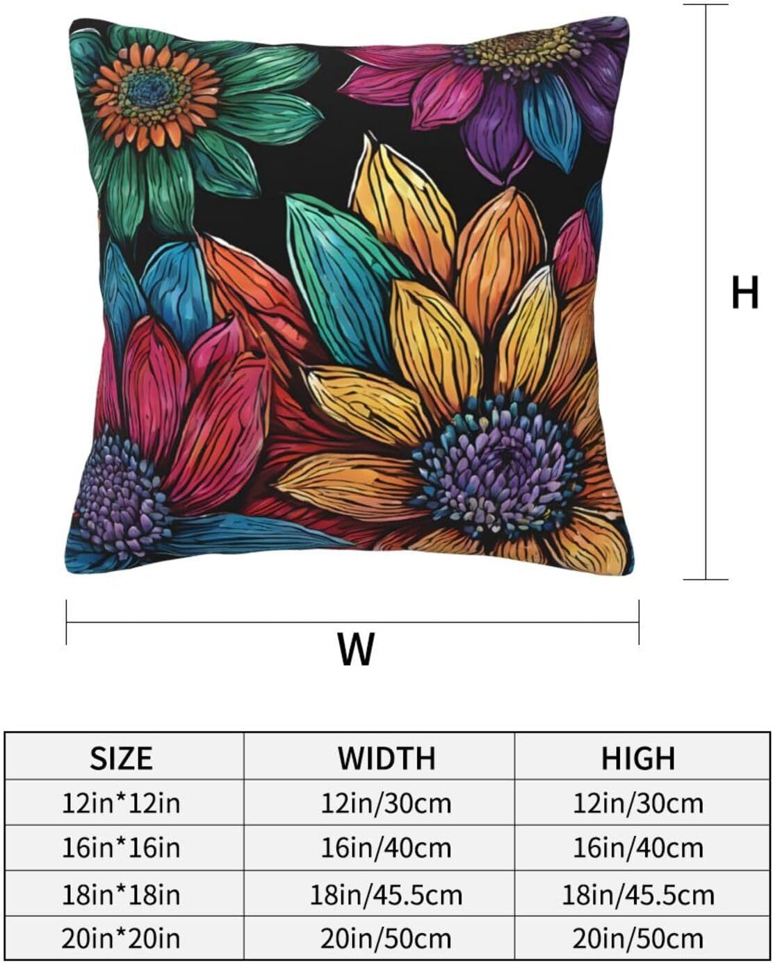 All-Season Square Pillow Covers 18"X18", Sunflowers, Decorative Throw Pillow Covers for Sofa Bed Couch, Hidden Zipper Cushion Cover, Square Lumbar & Accent Pillowcases for Home Decor