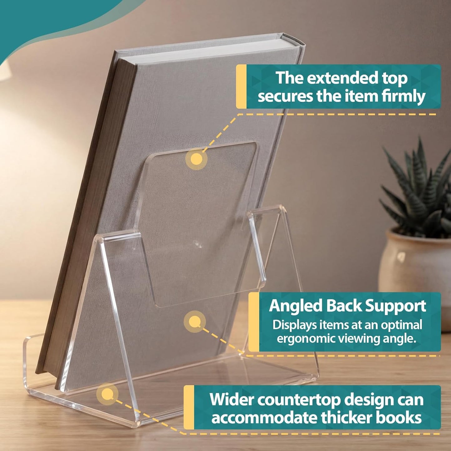 Marspark 2 Pack Clear Acrylic Display Book Stand, Acrylic Brochure Holder for Artworks Display Easel for Comics Photos Easel Holder, Flyers, Pamphlets, Booklets, Menu, Leaflets & CDs