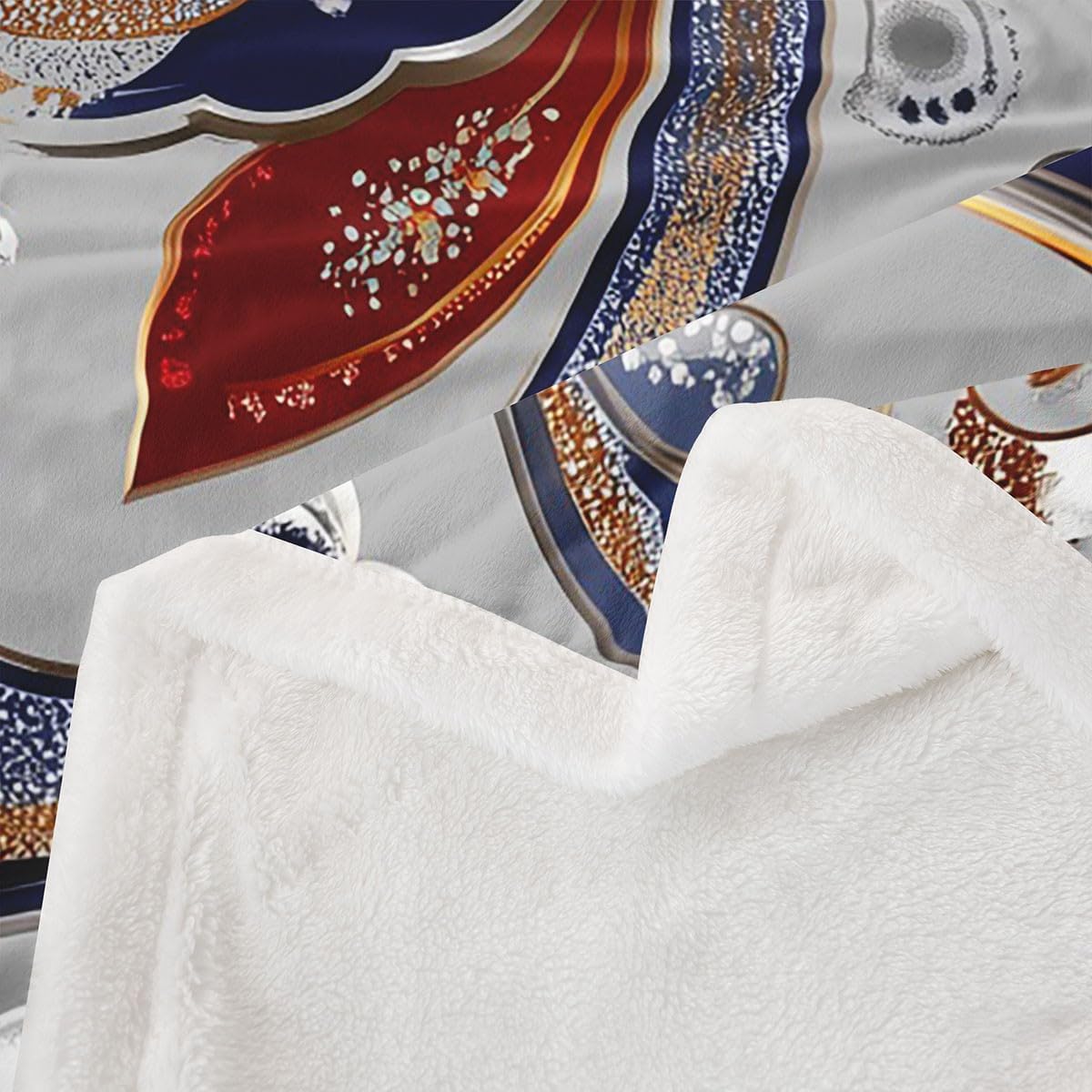Feelyou Boho Paisley Print Fleece Throw Blanket Bohemian Style Sherpa Blanket for Sofa Couch Indian Design Plush Exotic Floral Warm Fuzzy Room Decor Twin 60"x80"