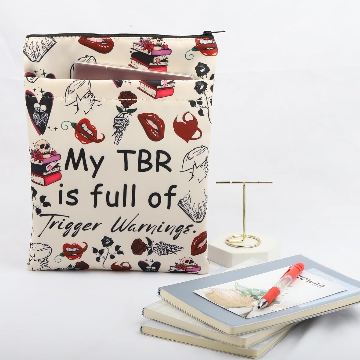 Romance Reader Book Sleeve To Be Read Book Cover Bookish Gift Enemies To Lover Gift My TBR Is Full Of Trigger Warnings Book Pouch (TbrTriggerWarningBS)