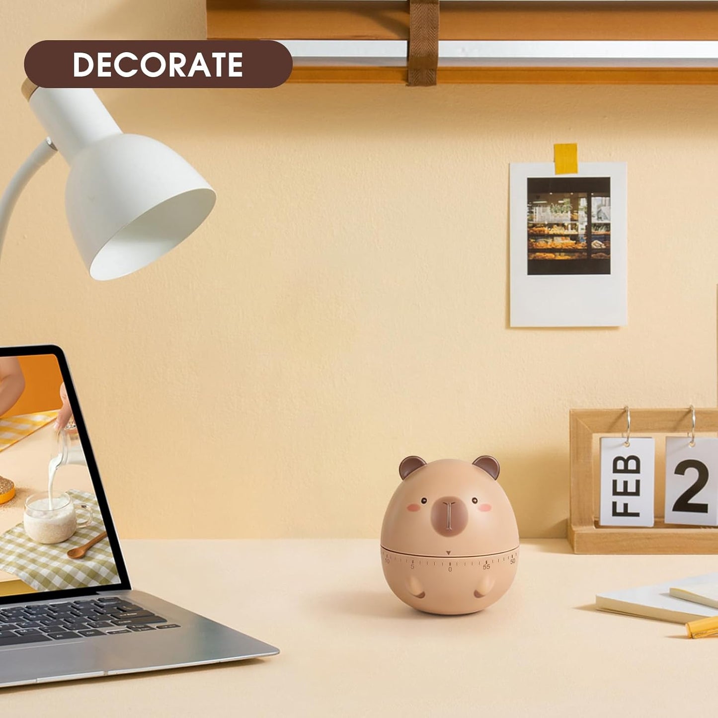 Kitchen Timer - Cute Animal Wind Up 55 Minutes Manual Countdown Timer for Kids, Classroom, Home, Study and Cooking (Capybara)