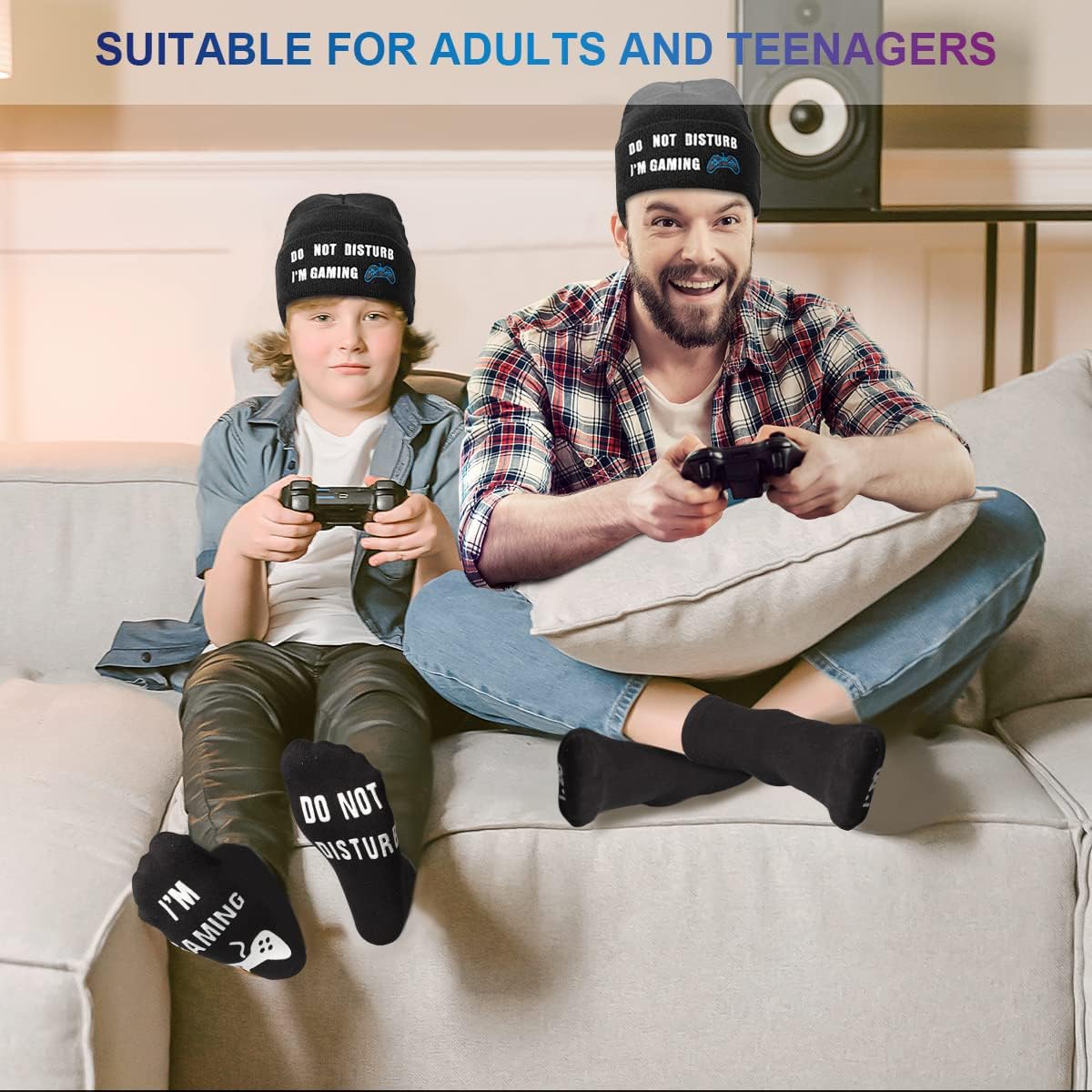 ANDOLO Do Not Disturb Gaming Socks, Beanie Baseball Cap Hat Valentines Fathers Day Gamer Christmas Gifts for Men Teenage Boys