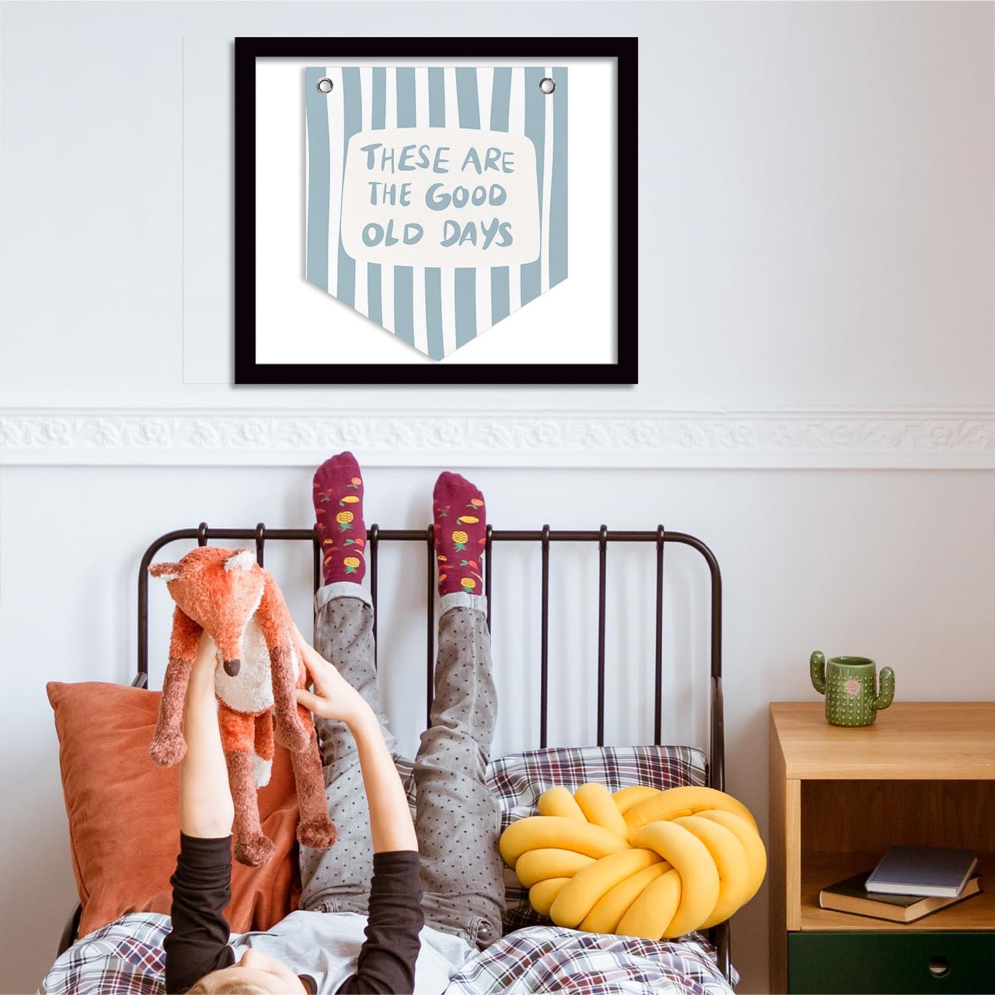 Kids Playroom Wall Decor, These Are The Good Old Days Sign Playroom Banner Pennant Flag, Kids Nursery Toddler Bedroom Play Room Wall Decor Hanging Banners, 12x14 Inch