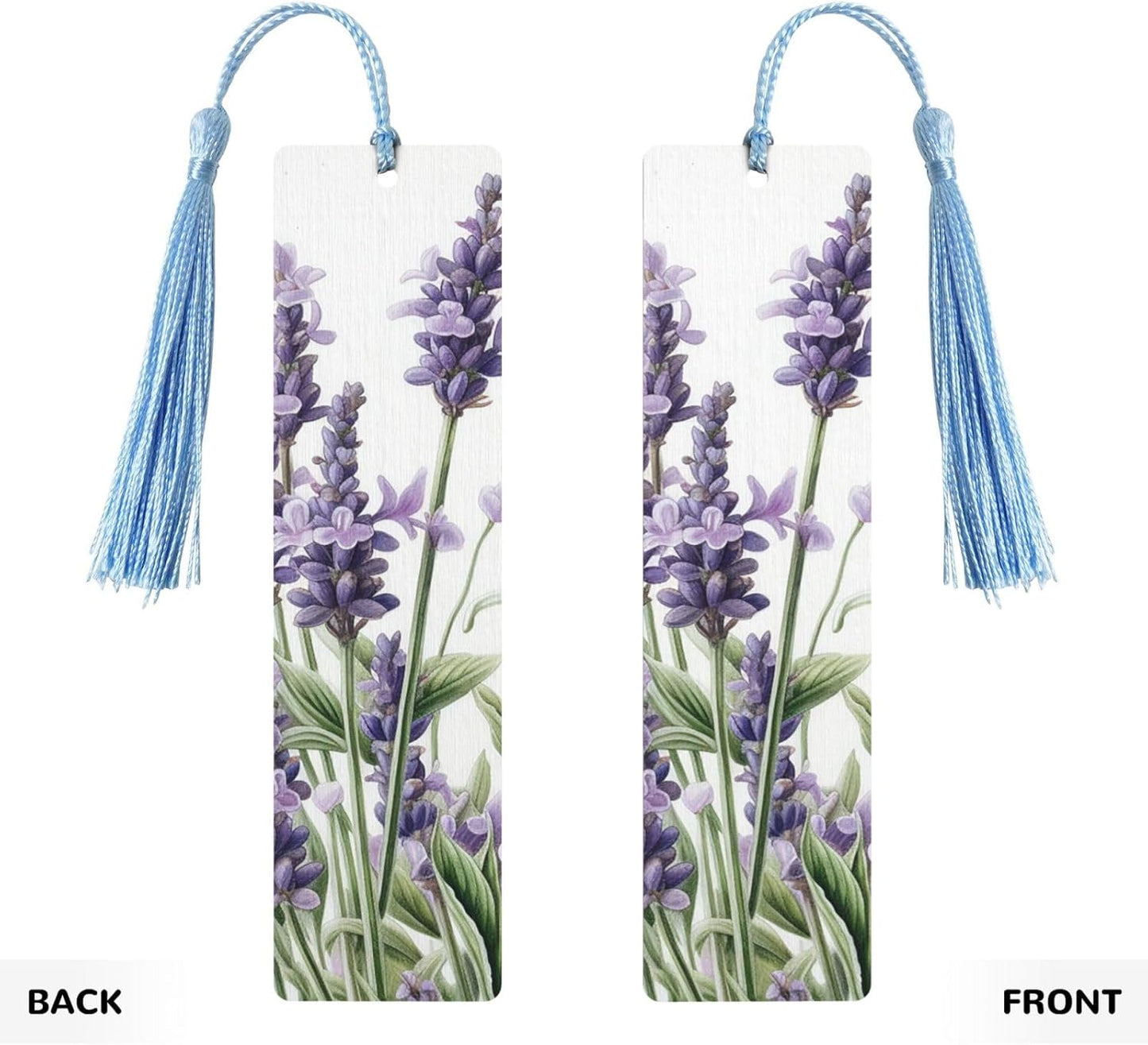 Lavender and Butterflies Bookmarks Gifts for Women Men, Wooden Bookmarks for Book Lovers, Vintage Book Marks Ornaments with Tassel, Unique Personalized Reading Page Markers Sky Blue