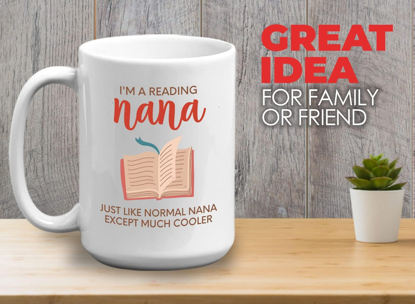 Bubble Hugs Book Lover Coffee Mug 15oz White - Reading Nana - Reading Reader Grandma Old Lady Book Lover Bookish Novelist Librarian Writer