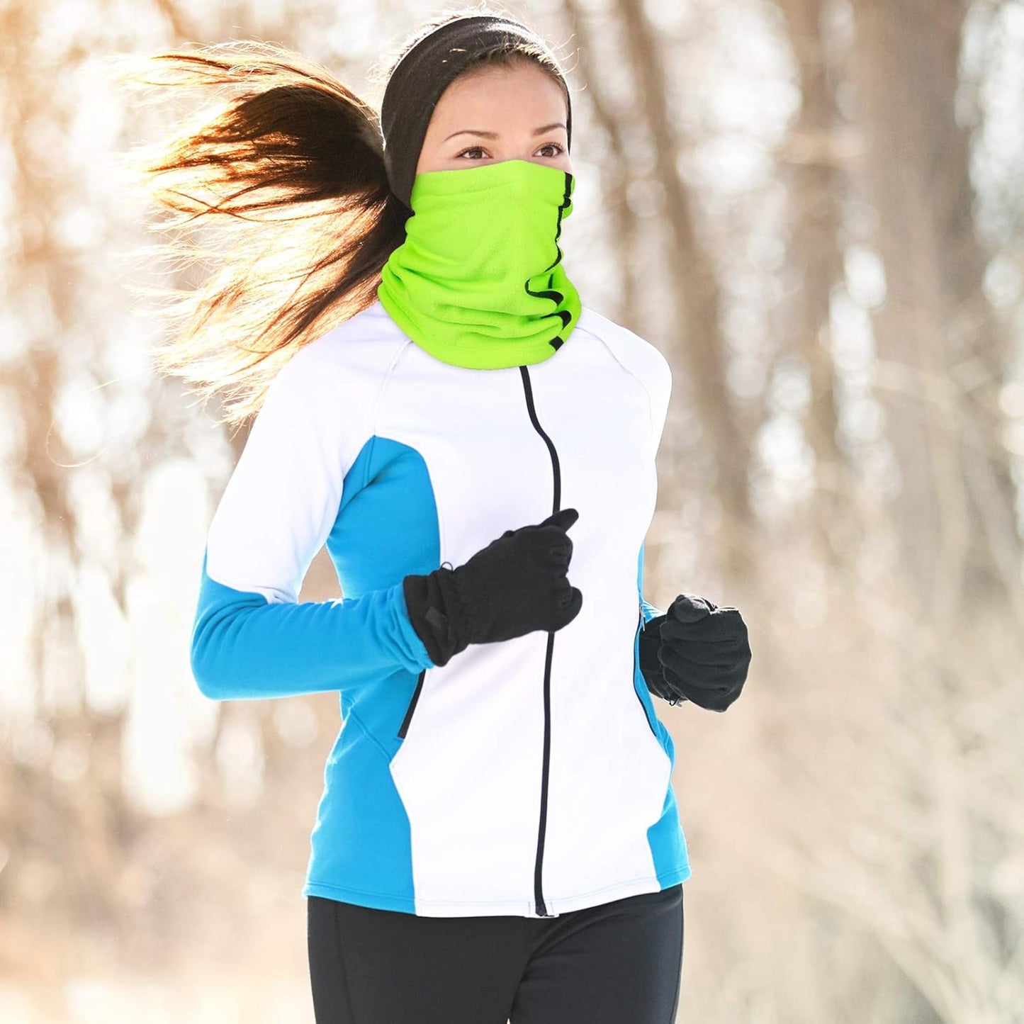 2 Pieces Fleece Neck Gaiter Visibility Reflective Safety Neck Warmer Balaclava Bandana Winter Warm Scarf for Women Men