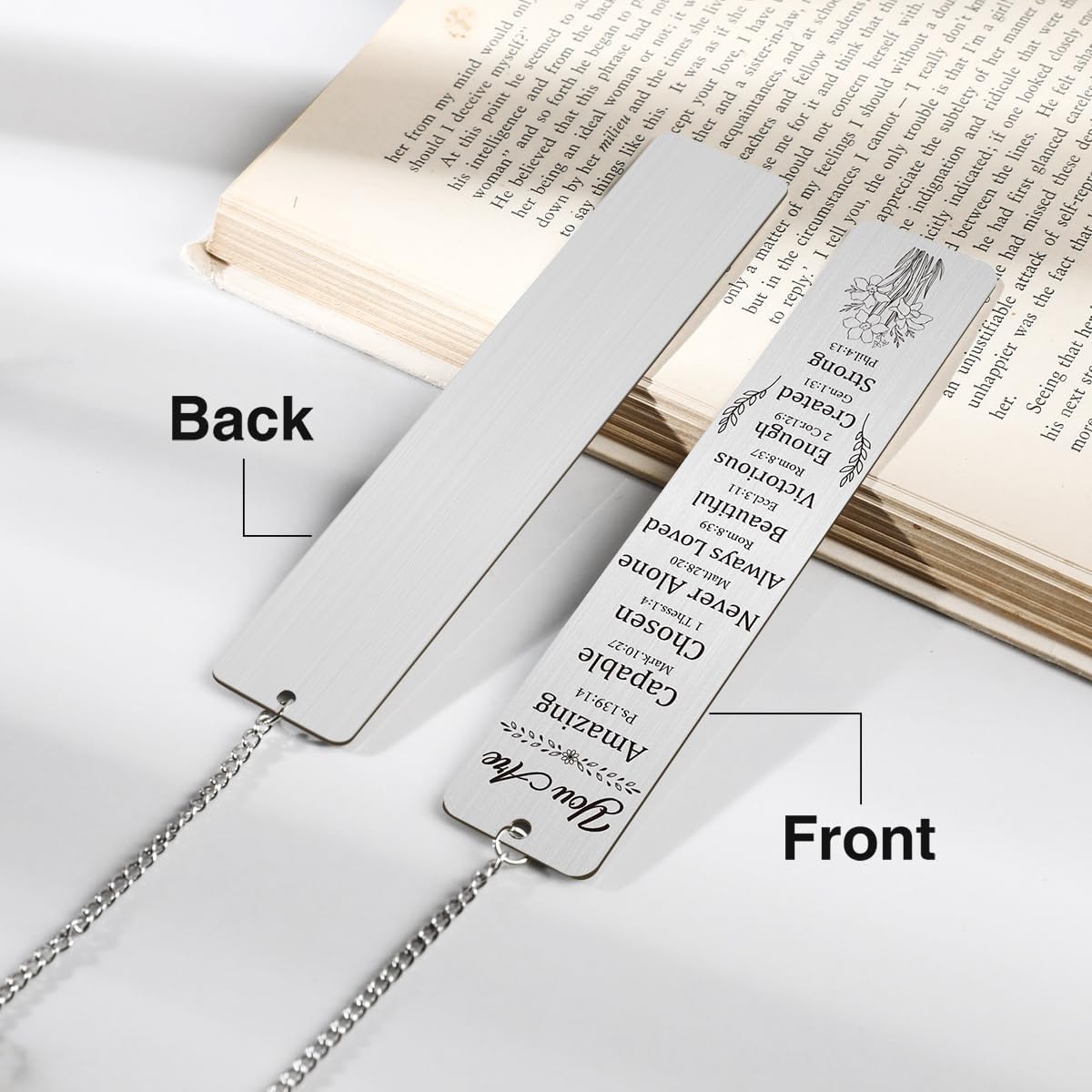 Christian Bible Bookmark with Pen – Religious Metal Bookmark for Women, Inspirational Scripture Gifts, Confirmation Baptism Birthday Gift for Teen Girls, Church Gifts for Her