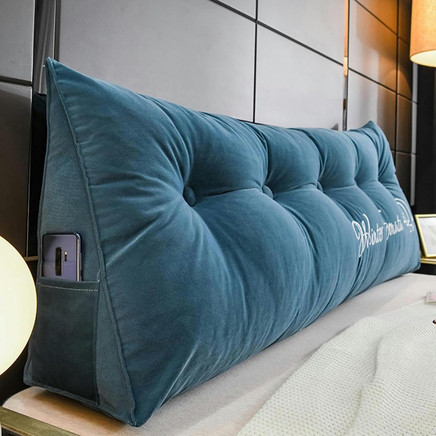 Triangular Headboard Pillow Twin, Wedge Bed Pillow Backrest Reading Pillow, Backrest Positioning Support Bolster Cushion Orange,Queen(59"/150cm)