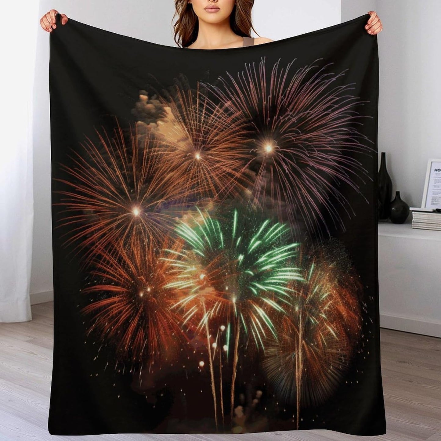 Splendid Fireworks Blanket Super Soft Lightweight Throw Blanket Cute Cozy Warm Bed Blanket Decorative Fuzzy Blanket All-Season Home Decor Gift for Sofa Couch Living Room 40"*50" （100 * 130cm）