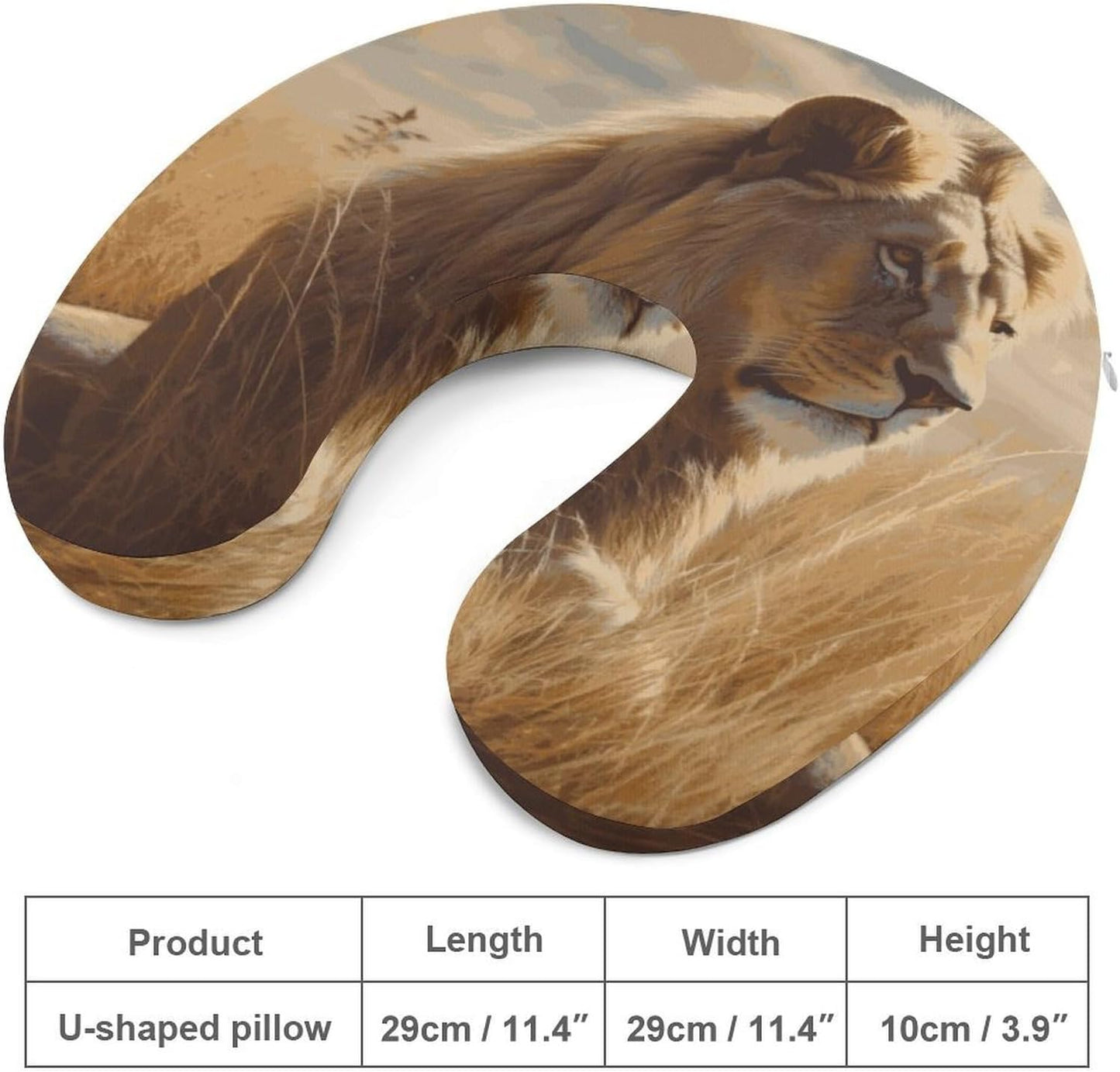 Prairie Lion Neck Pillow Memory Foam U Shaped Pillows Portable Pillows for Shoulder Travel Head Support Pillow with Concealed Zipper for Airplane Car Home Office