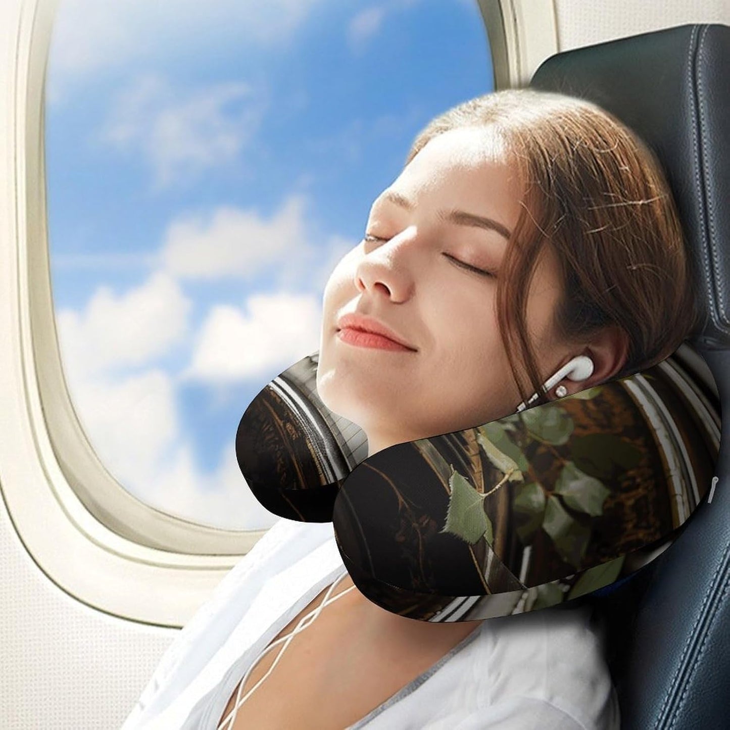 Red Rose on Piano Neck Pillow Memory Foam U Shaped Pillows Portable Pillows for Shoulder Travel Head Support Pillow with Concealed Zipper for Airplane Car Home Office