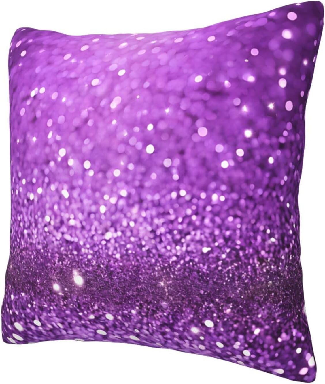 All-Season Square Pillow Covers 18"X18", Sparkling Purple Glitter, Decorative Throw Pillow Covers For Sofa Bed Couch, Hidden Zipper Cushion Cover, Square Lumbar & Accent Pillowcases For Home Decor