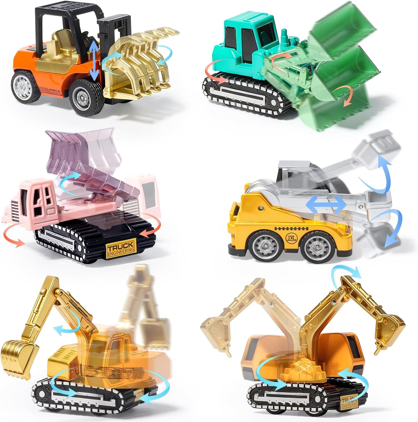 Oriate Diecast Construction Trucks Toys For Boys Girls Age 3 4 5 6 Years Old, Pull Back Cars Set For Engineering Kids,Sandbox Travel Mini Metal Toy Truck Excavator, Christmas Birthday Class Kids Gifts