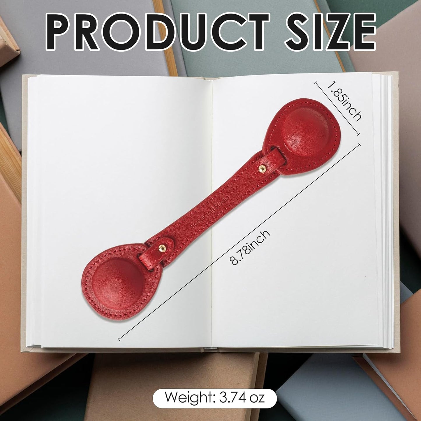 Leather Weighted Book Page Holder for Women Men, Book Weight Page Holder for Book Lovers, Book Accessories Gift for Reading Lovers (Red)
