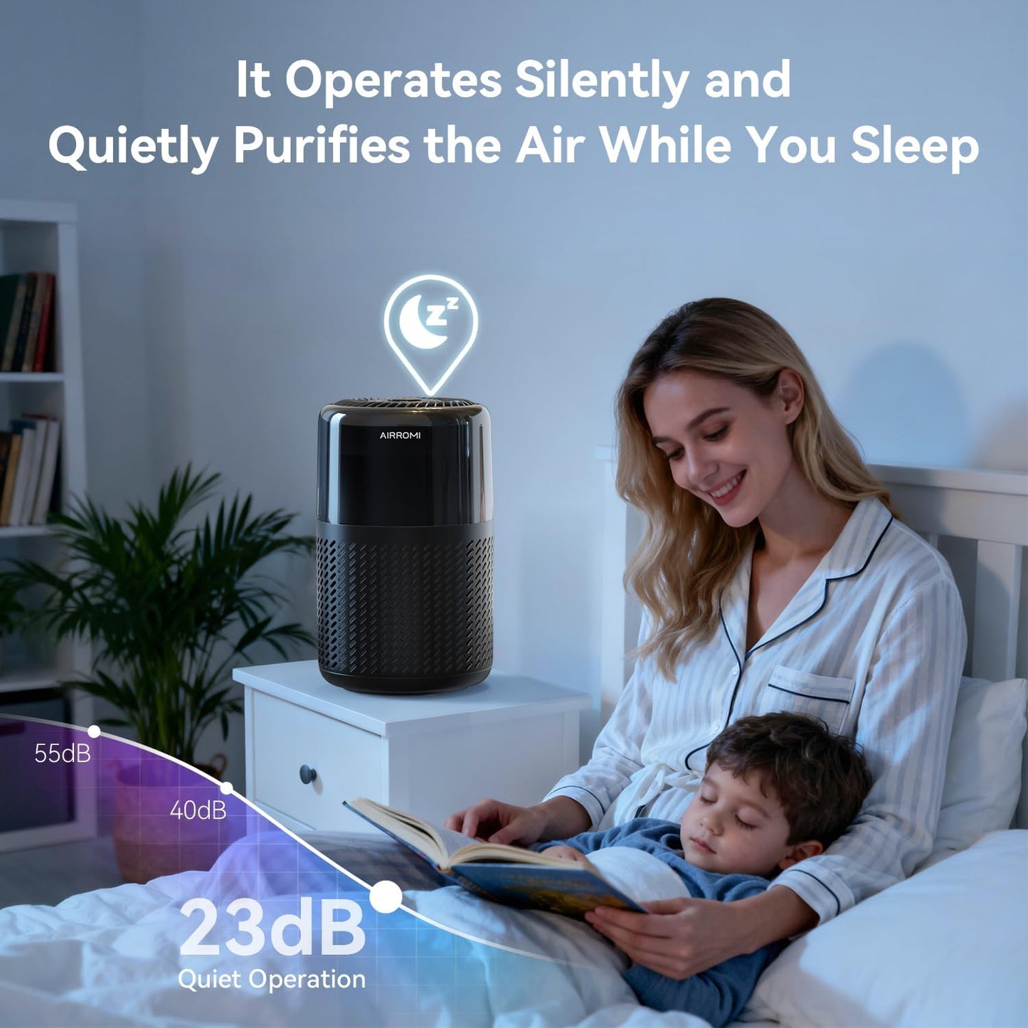 AIRROMI HEPA Air Purifier for Bedroom&Home,Pet Air Purifier for Home Pets,Removes Pet Odor,Cat Litter Smell,Dust,Smoke&Allergies,Quiet Room Air Purifier with Scents,360°Air Cleaner,A2005 Black