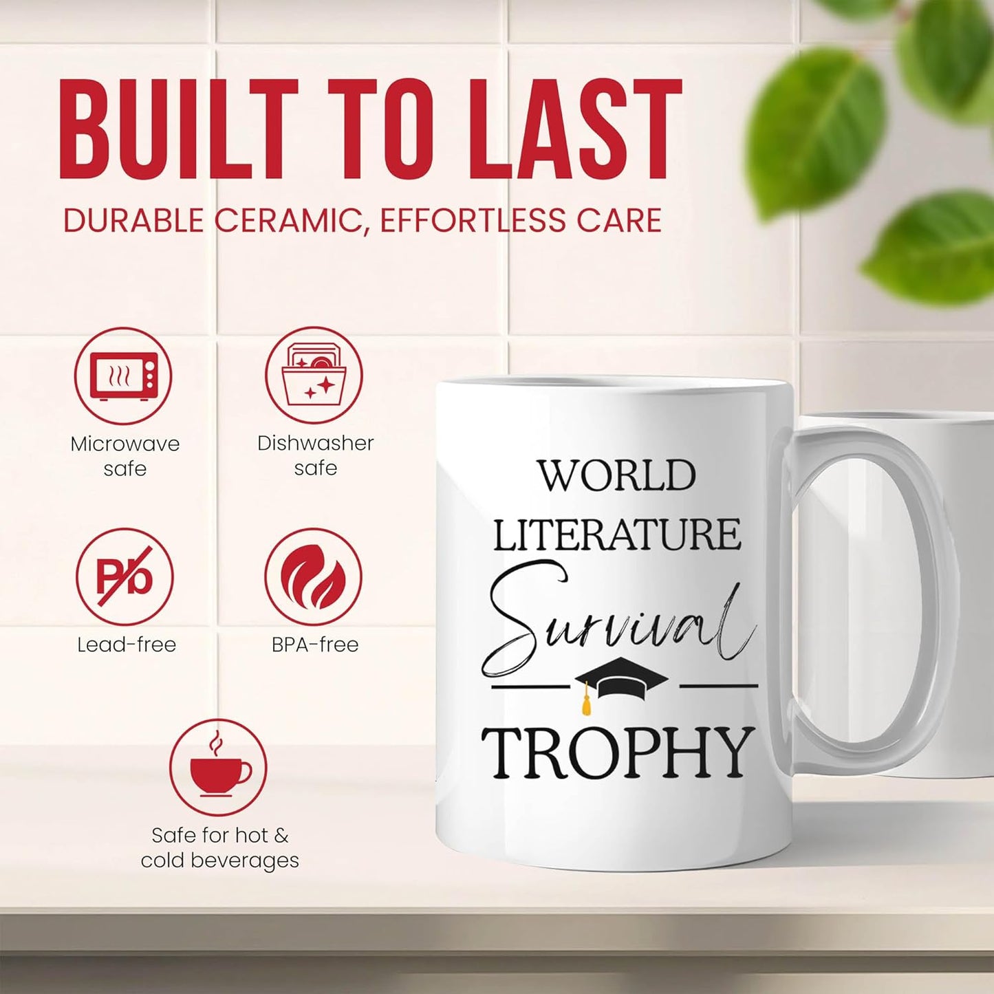 World Literature Graduation Mug - Literary Scholar Coffee Cup - Book Lover Funny Gift From Classmates - Reading Enthusiast Tea Mugs - Aficionado Cups - 11 Oz Ceramic Gifts For Graduates, Birthday