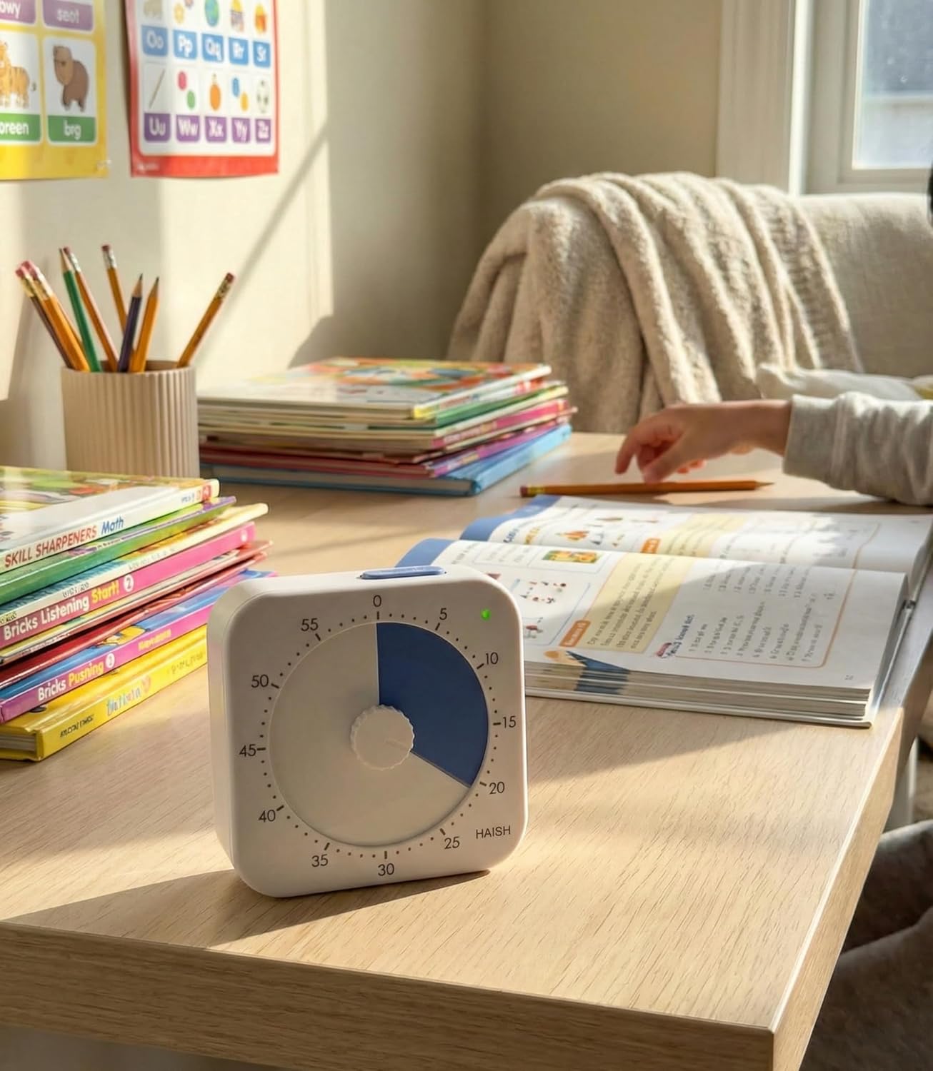 60 Minute Visual Timer for Kids - Premium Countdown Timer with Magnetic Back & Pause Function, Silent Operation for Classroom Teaching Home, Time Management Tool(Batteries Included) (Blue)