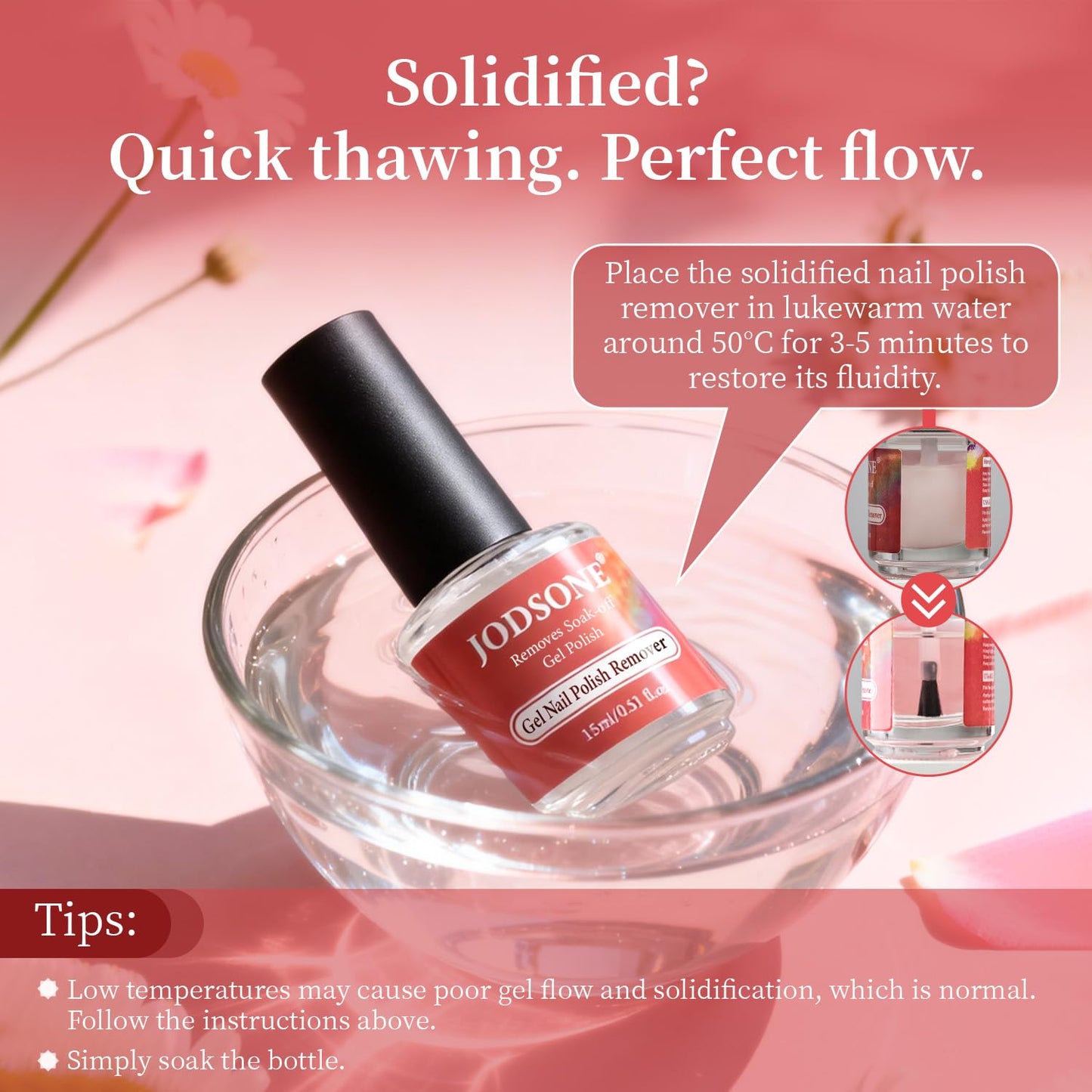 JODSONE 15ML Gel Nail Polish Remover No Need Soaking or Wrapping Gel Remover for Nails 3-5 Minutes Easy And Quick