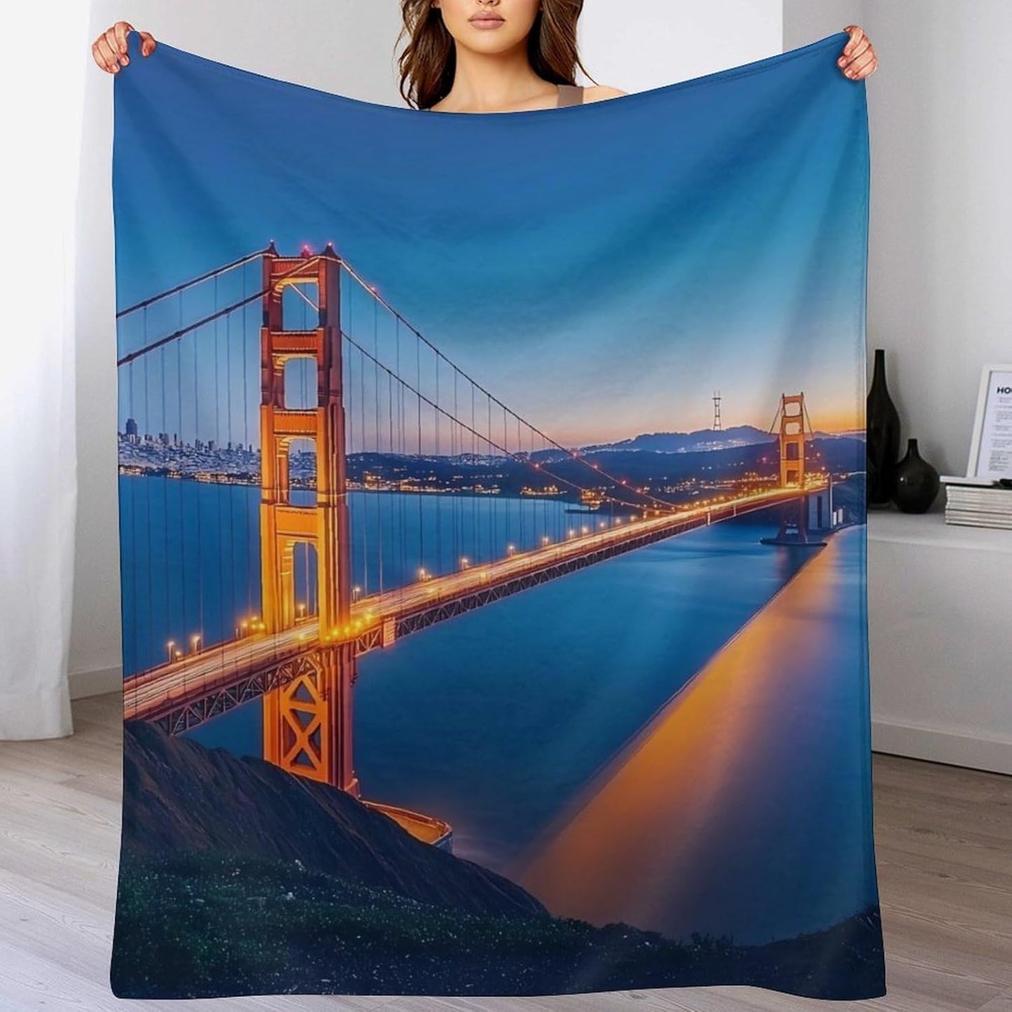 San Francisco The Bridge Throw Blanket for Couch Bed Plush Cozy Fuzzy Flannel Blanket for All Season 55"x70"
