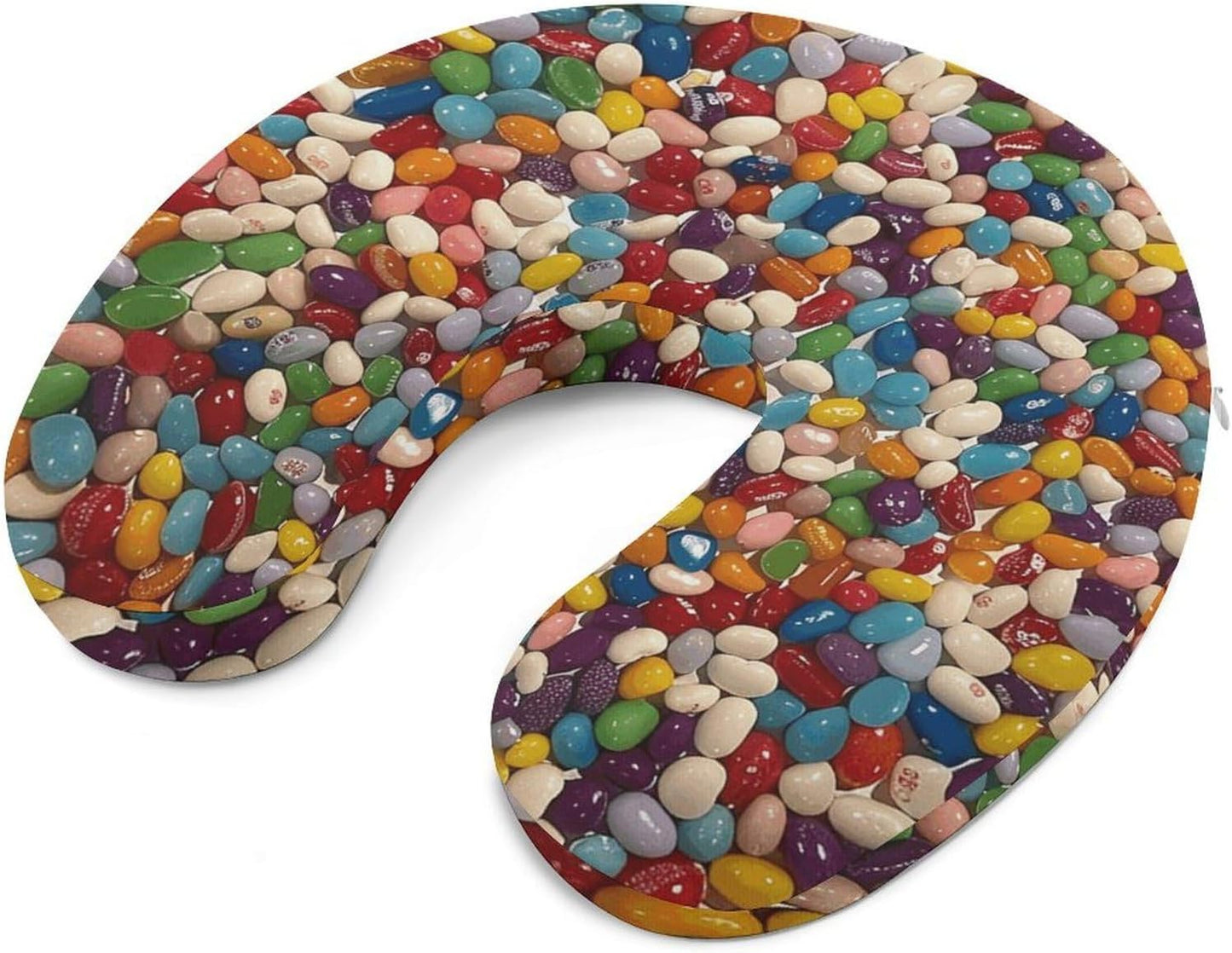 Assorted Jelly Beans Neck Pillow Memory Foam U Shaped Pillows Portable Pillows for Shoulder Travel Head Support Pillow with Concealed Zipper for Airplane Car Home Office