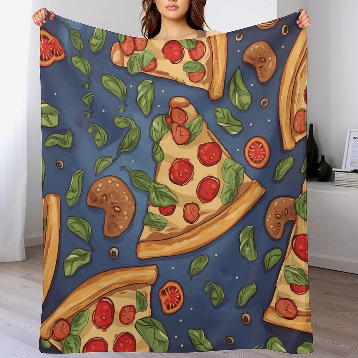 Pizza Blanket Super Soft Lightweight Throw Blanket Cute Cozy Warm Bed Blanket Decorative Fuzzy Blanket All-Season Home Decor Gift for Sofa Couch Living Room 50"*60"（130 * 150cm）