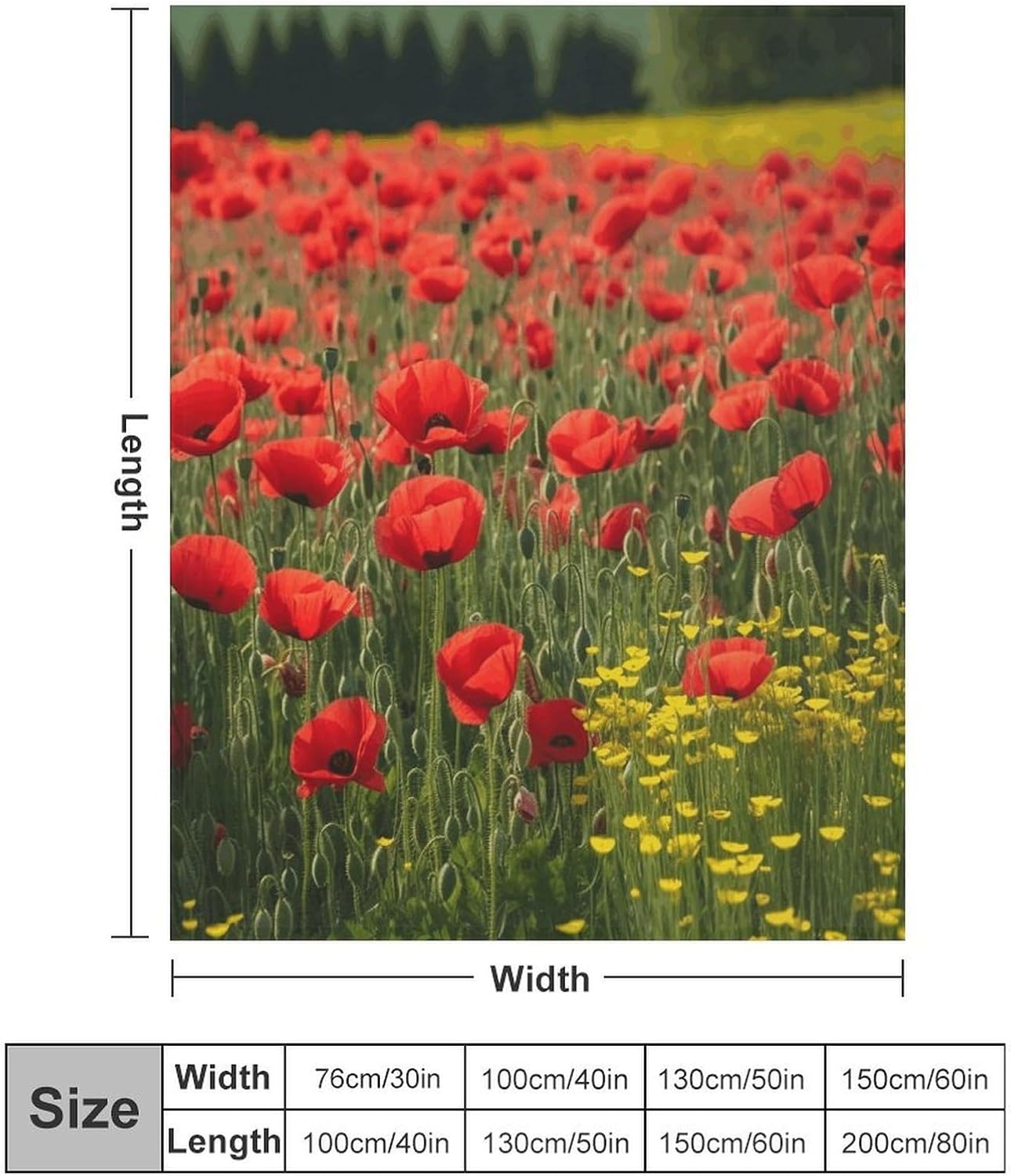 Red Poppy Field Farm Meadow Landscape Throw Blanket for Couch Super Soft Warm Lightweight Throw Blankets Cozy Flannel Bed Blanket Cute Decorative Blankets for All Seasons Home Decor Gift 30"*40"（76*10