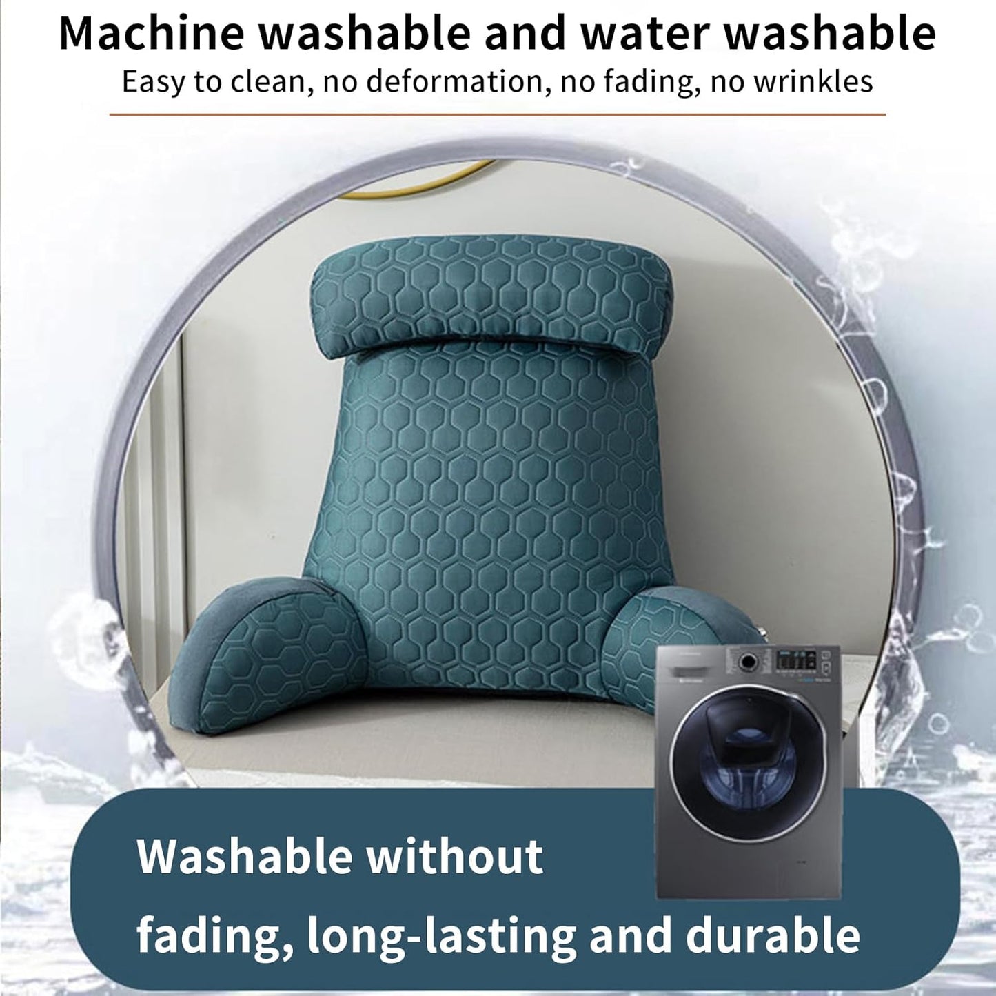 Bedside Cushion for Long Sitting,Cooling Ice Silk Lumbar Support Cushion for Office,Soft Large Sofa Backrest Reading Pillow for Adult (Purple)