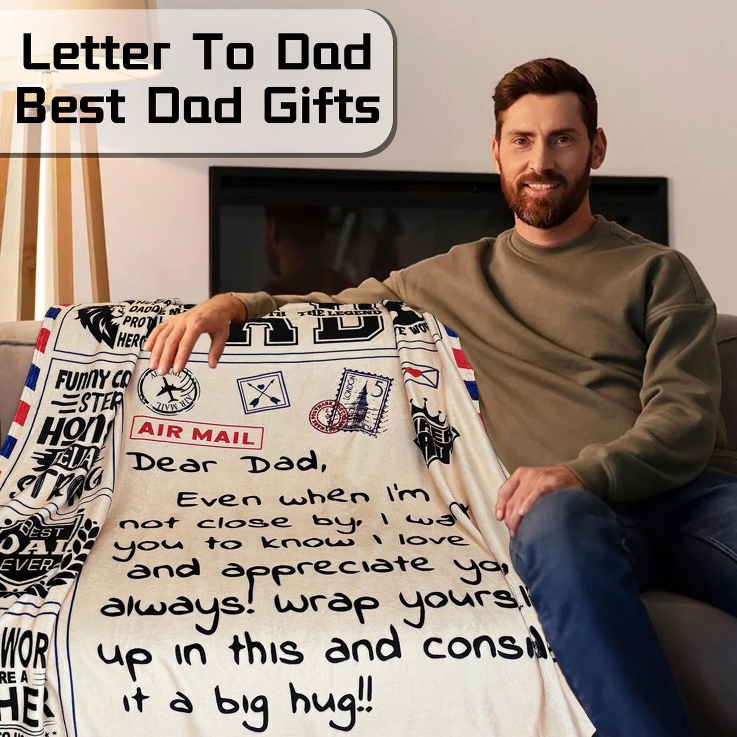 Letter to My Dad Blanket 60"x50", Father's Day Birthday Gifts for Dad, Fathers Dads Day Gifts Blankets