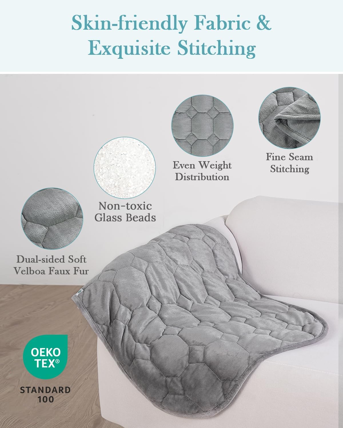 Topblan Weighted Lap Blanket 5lbs for Adults, Small Weighted Blanket Throw for Napping, Relaxation, Calming and Travel, Skin Friendly & Machine Washable for All-Season Sleeping