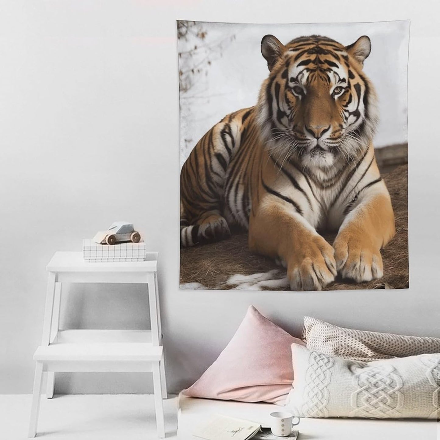 FodPand Big Tiger Tapestry Anti-fading Wall Tapestry with Installation Kit Backdrop Banner Multipurpose Aesthetic Tapestries Boho Wall Art Hanging Decorative Blanket 50"x60"