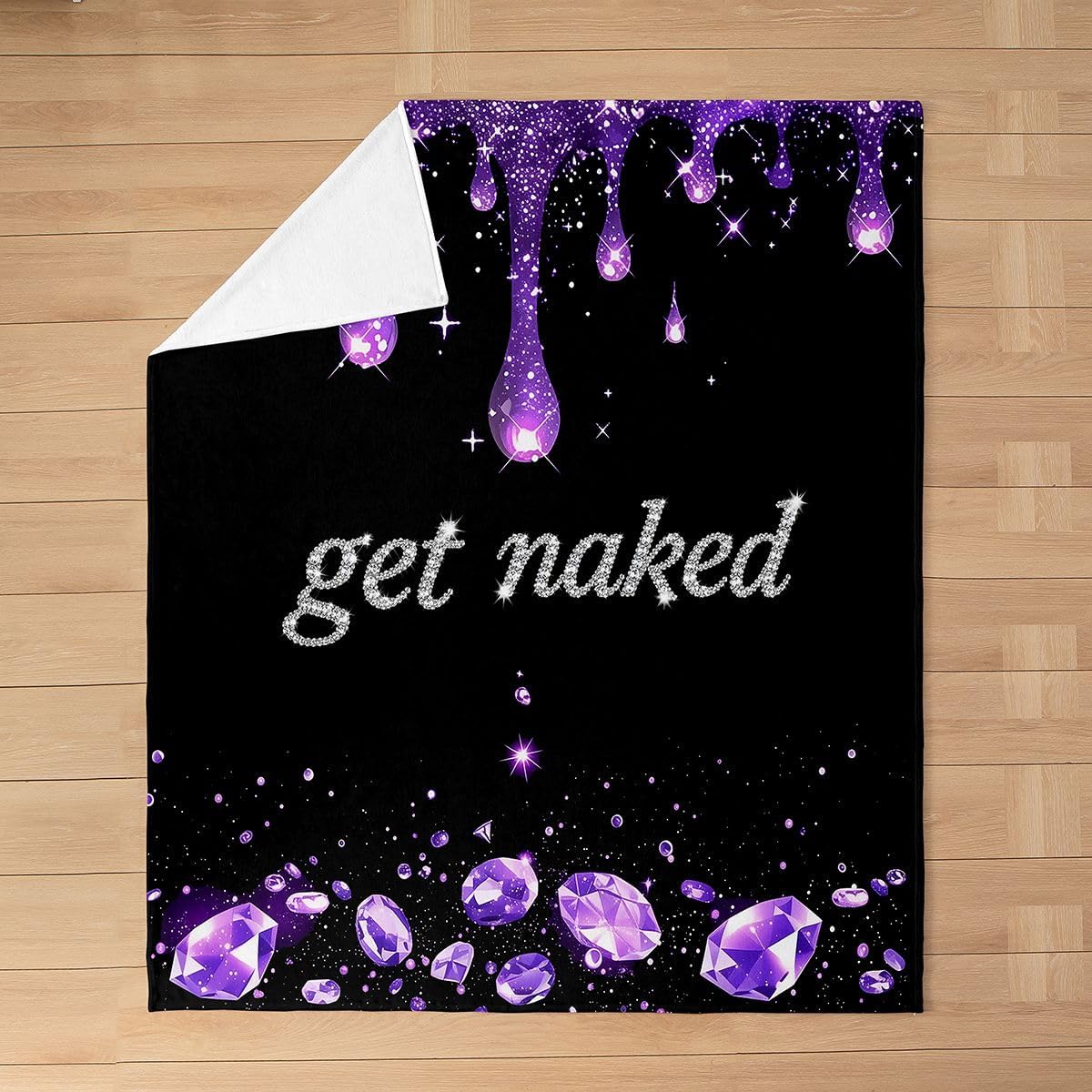 Purple Glitter Super Soft Flannel Blanket,Get Naked Themed Fleece Throw Blankets for Couch Bed,Luxury Sparkling Diamond Couch Throw Bed Warm Cozy Decorative Blanket Baby 30"x40"