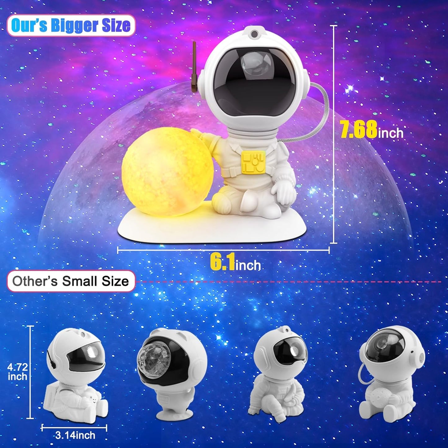 Astronaut Galaxy Projector, 3 in 1 Star Projector with Remote and Timer, 33 Light Effects, 3.5 inch Moon Lamp LED Night Light for Kids Room, Home Decor, Gifts for Girls Boys Kids Teens Birthdays