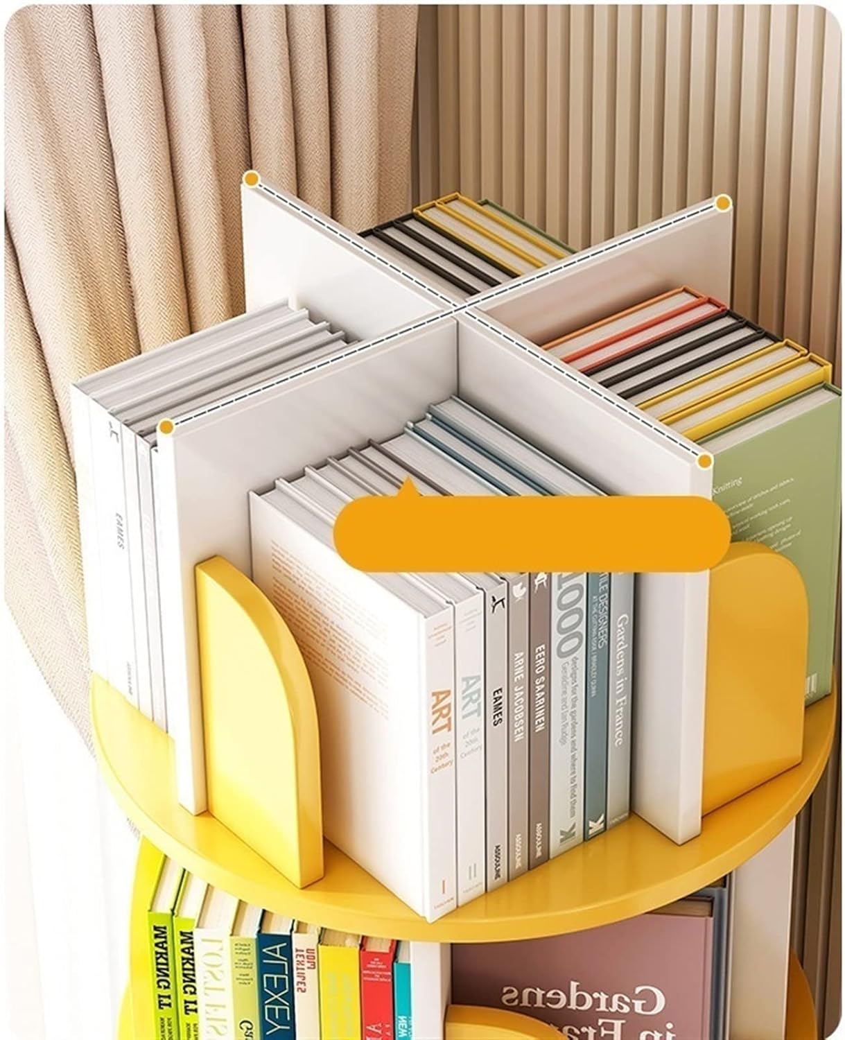 Rotating Bookshelf, Simple Student Storage Shelf Picture Book Shelf for Living Room Bedroom Simple Bookcase MINGPING (Color : Blue 46x46x126cm) (Oak Color 46x46x157cm)