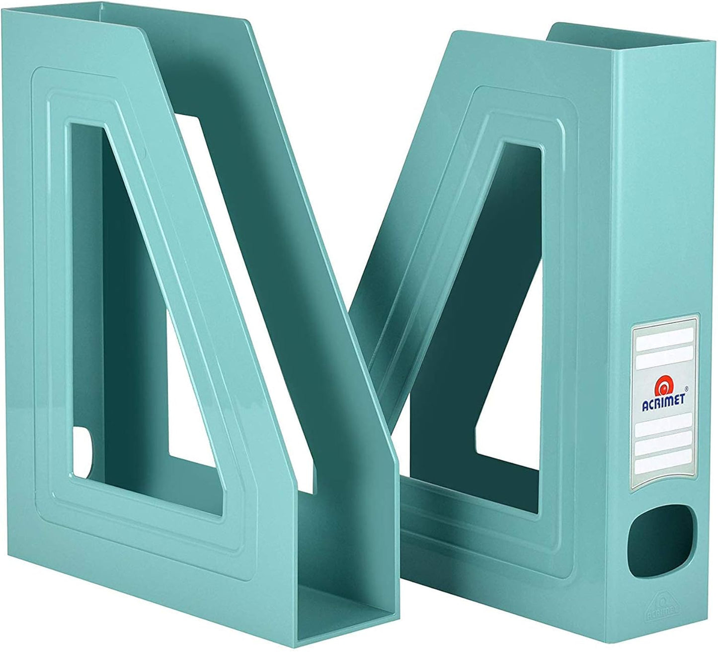 Acrimet Magazine File Holder – Vertical Rack for Documents, Folders and Mail, Durable Plastic Desk Organizer for Office & Home, Solid Green (2 Pack)