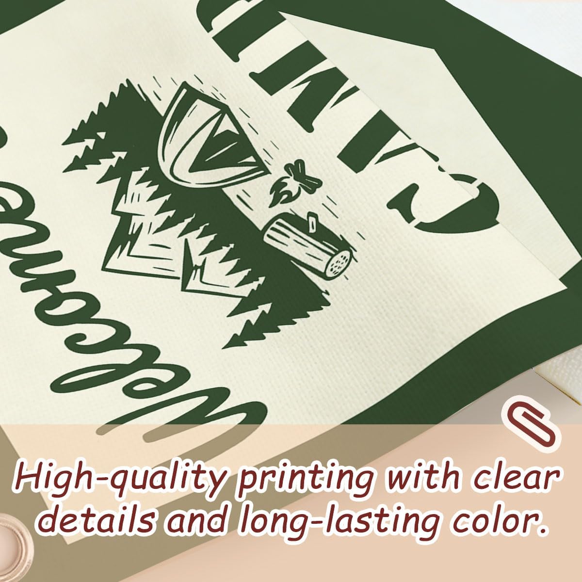 Camping Decor Camp Sign Banner, Welcome to Camp Wall Pennant Banner Flag Classroom Decor, Retro Green Camping Hanging Wall Decor for Kids Nursery Toddler Room Bedroom Playroom Classroom