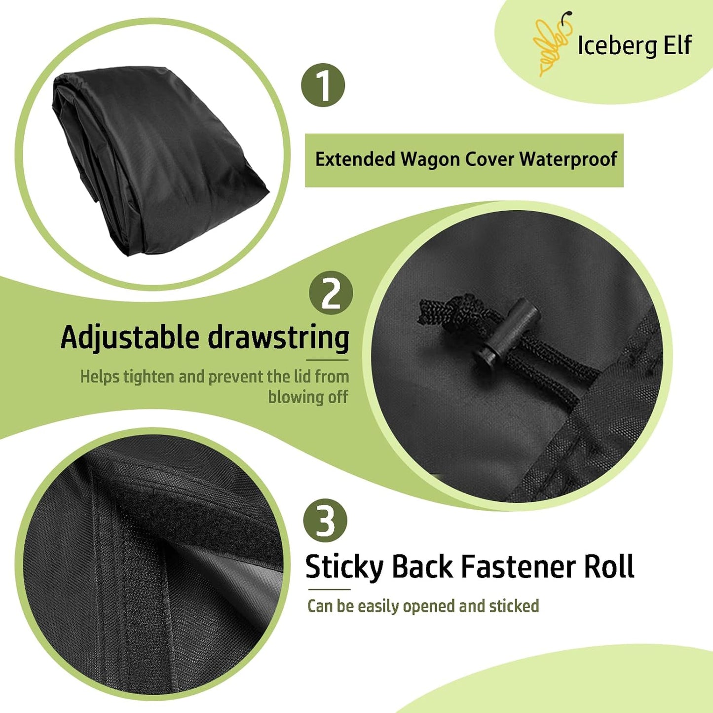 Extended Wagon Cover,Waterproof Wagon Covers,54" L x 22" W x 24" H 420D Heavy-Duty Rainproof Fabric,Easy to Clean Folding Wagon Cover,Long Black