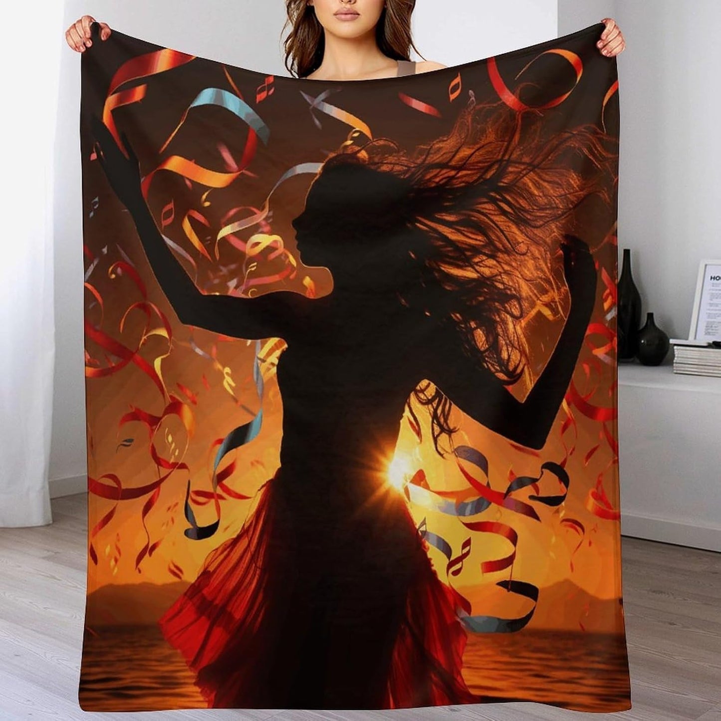 Dance Music Throw Blanket for Couch Super Soft Warm Lightweight Throw Blankets Cozy Flannel Bed Blanket Cute Decorative Blankets for All Seasons Home Decor Gift 30"*40"（76 * 100cm）