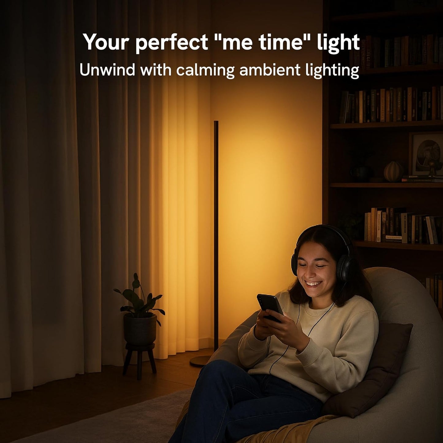 Aura Labs RGBICW Floor Lamp, Ambient Light LED Corner Light Alexa Control with Music Sync 1000 Lumen 4-Billion Colors, 90+ CRI, Preset & Custom Colors & Scenes, Modern Floor Lamps for Living Room