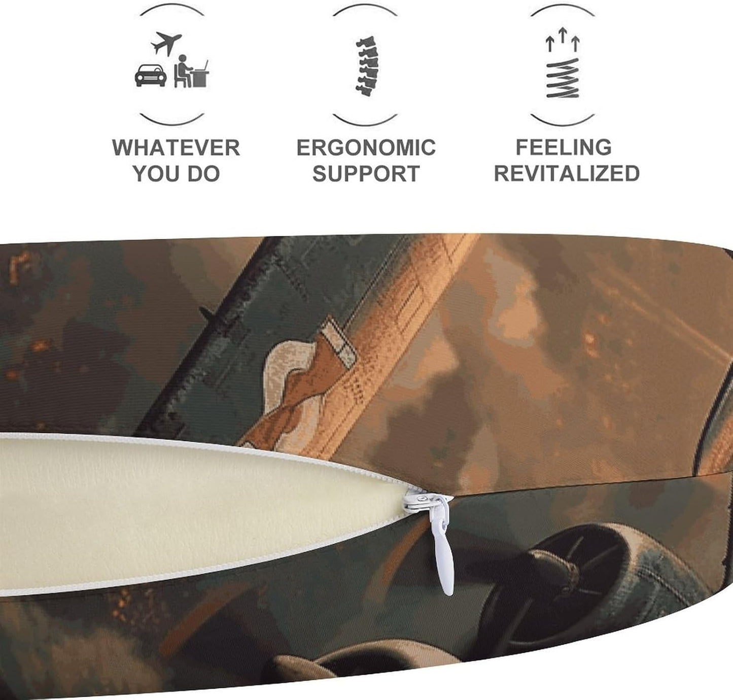 World War Aircraft Neck Pillow Memory Foam U Shaped Pillows Portable Pillows for Shoulder Travel Head Support Pillow with Concealed Zipper for Airplane Car Home Office