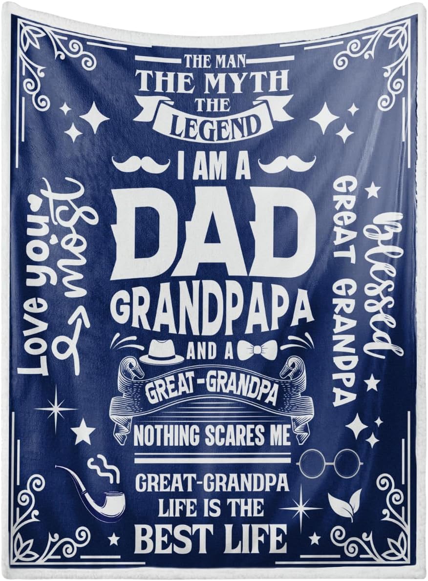 Great Grandpa Gifts, Great-Grandpa Blanket Super Soft & Skin-Friendly, Unique Flannel Blankets Gifts for Great Grandfather, Perfect for Birthday, Father's Day, Christmas, 50” x 60”