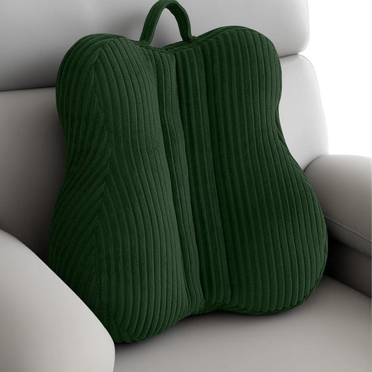 Lumbar Support Pillow for Recliner, Back Support Pillow for Office Chair, Back Cushion with Shredded Foam for Back Pain Relief & Reading, Lumbar Cushions for Couch, Sofa Seat, Car, Green