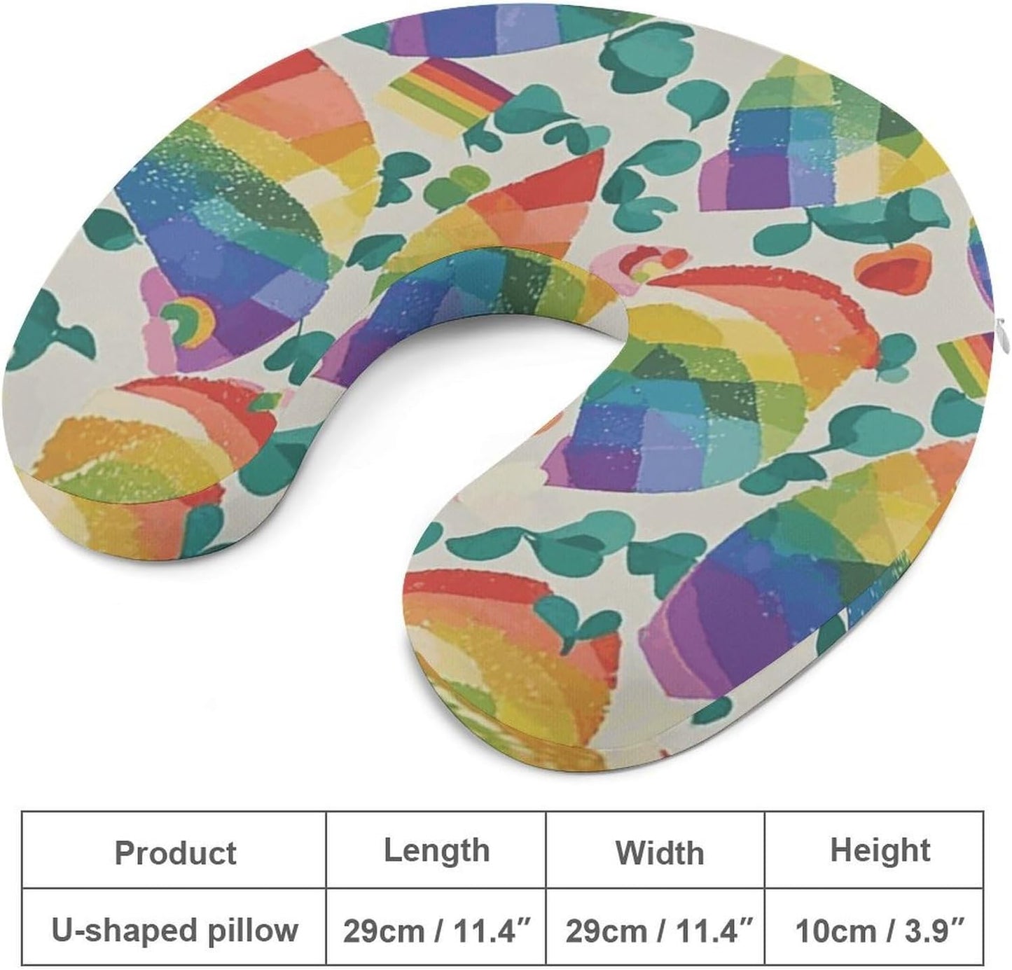 Pride Rainbow Neck Pillow Memory Foam U Shaped Pillows Portable Pillows for Shoulder Travel Head Support Pillow with Concealed Zipper for Airplane Car Home Office