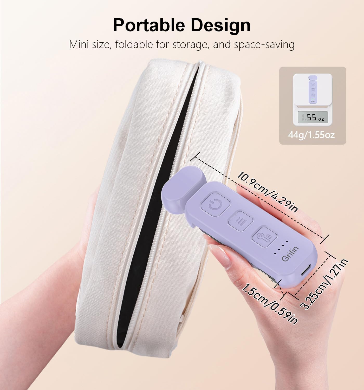 Gritin Reading Light, Book Light for Reading in Bed - Eye Caring 3 Colors, 5-Level Dimmable Brightness,Long Lasting, Compact Size Rechargeable Clip on Book Reading Light for Book Lovers-Purple