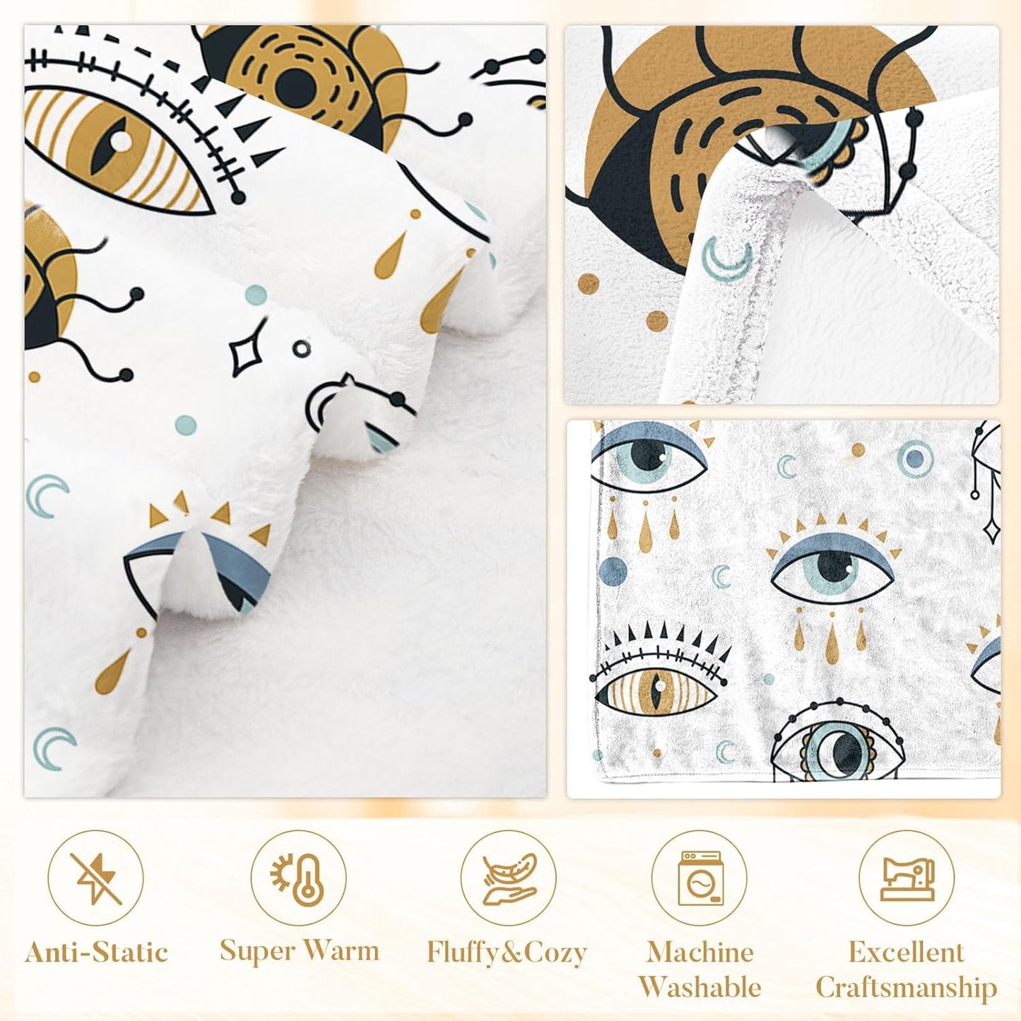 Soft Eye Gifts for Women, Eye Blanket for Men, Eye Blanket for Sofa Couch Bed, Cozy Birthday Gifts for Him, Warm Decorative Blankets for Travel, Gift for Christmas Thanksgiving 40x50