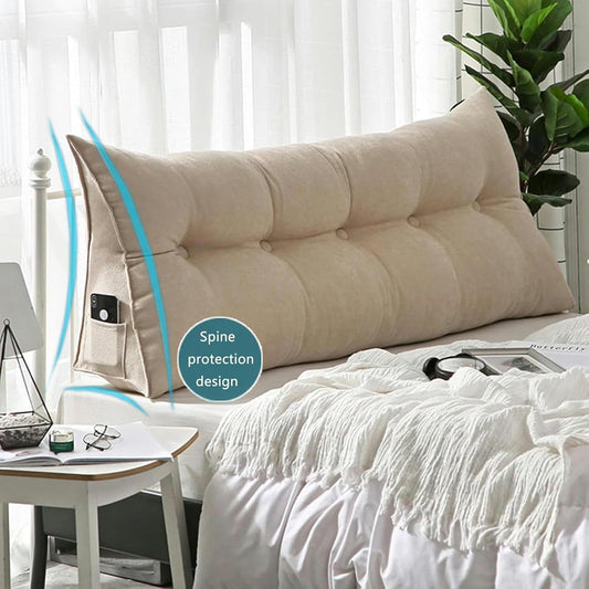 Large Wedge Pillows Twin Headboard Triangular Rest Reading Pillow, Lumbar Support Cushion Waist Backrest, Sofa Daybed Positioning Bolster, Removable Cover